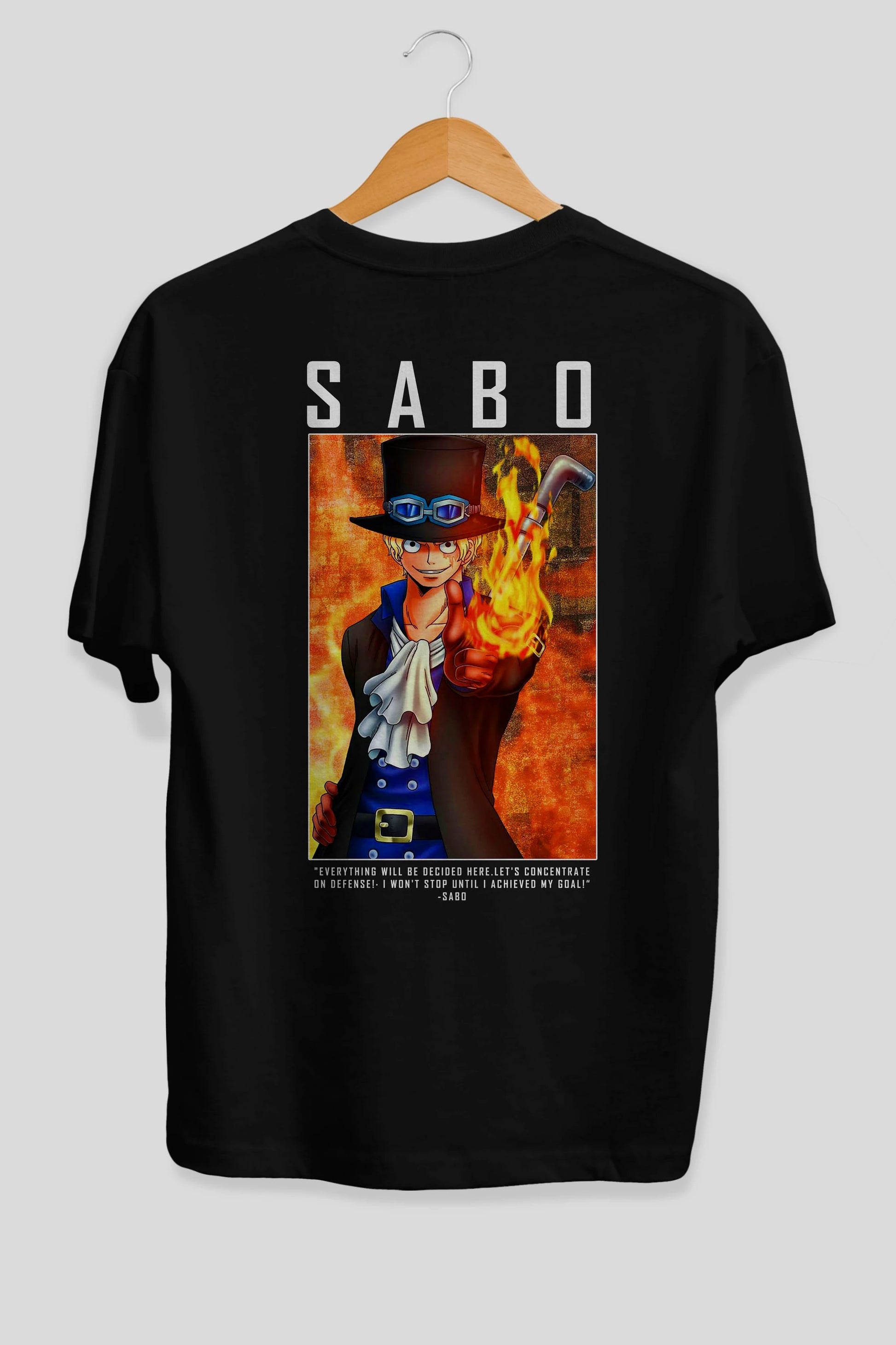 Sabo Anime Arka Baskılı Oversize t-shirt Erkek Kadın Unisex %100 pamuk tişort