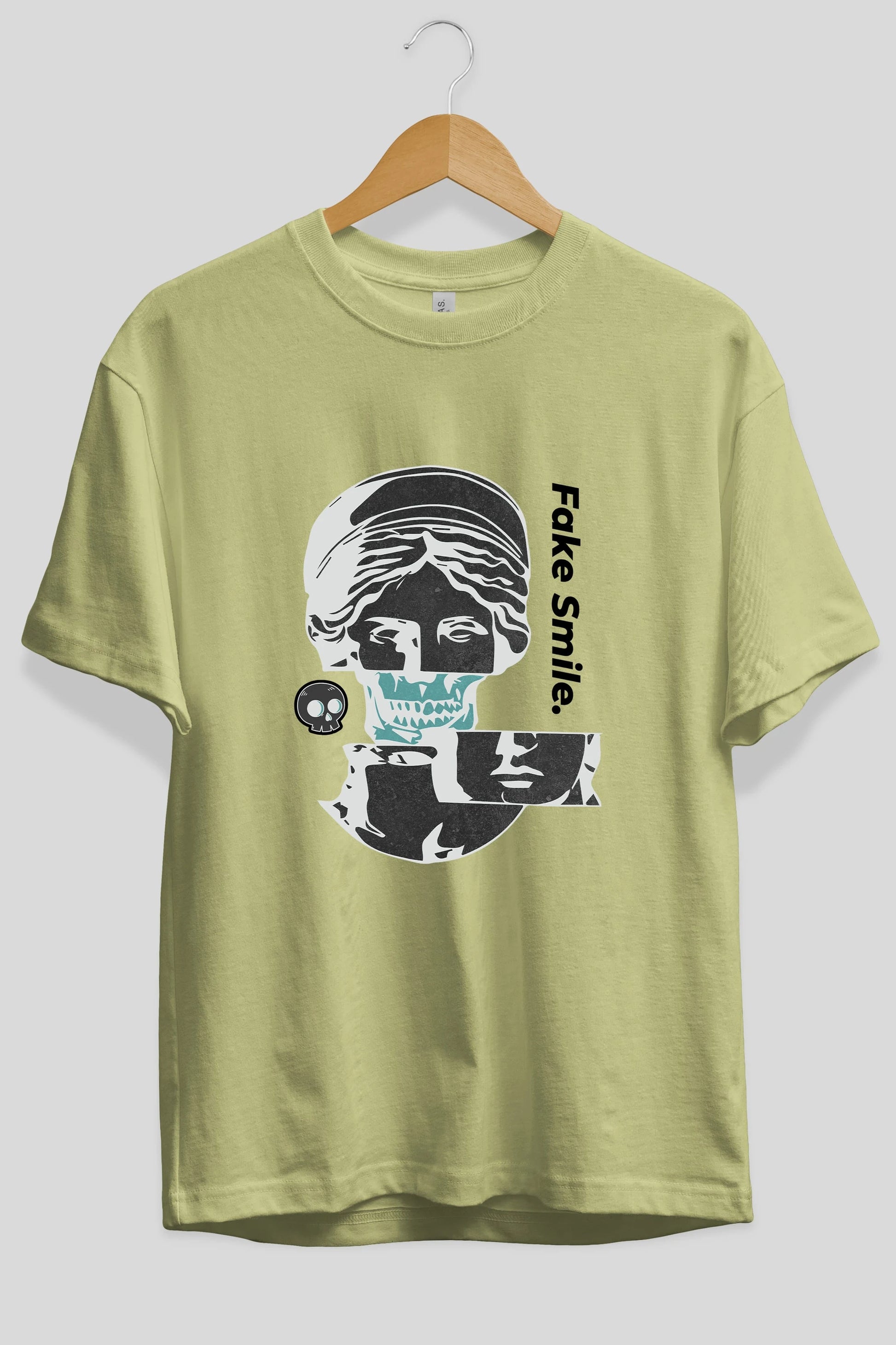 Fake Smile Yazılı Ön Baskılı Oversize t-shirt Erkek Kadın Unisex