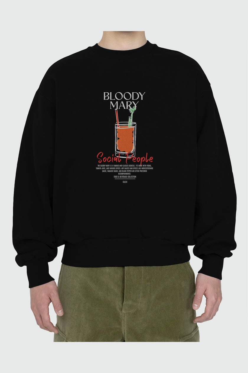 Bloody Mary ön Baskılı Oversize Sweatshirt Erkek Kadın Unisex