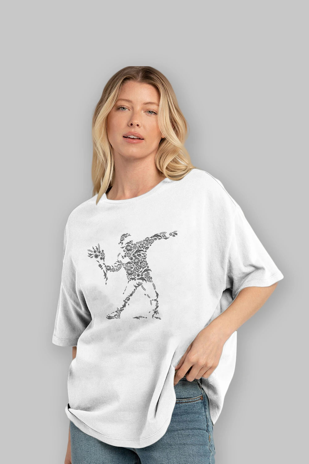 Flourish Vandalism Ön Baskılı Oversize t-shirt %100 pamuk Erkek Kadın Unisex