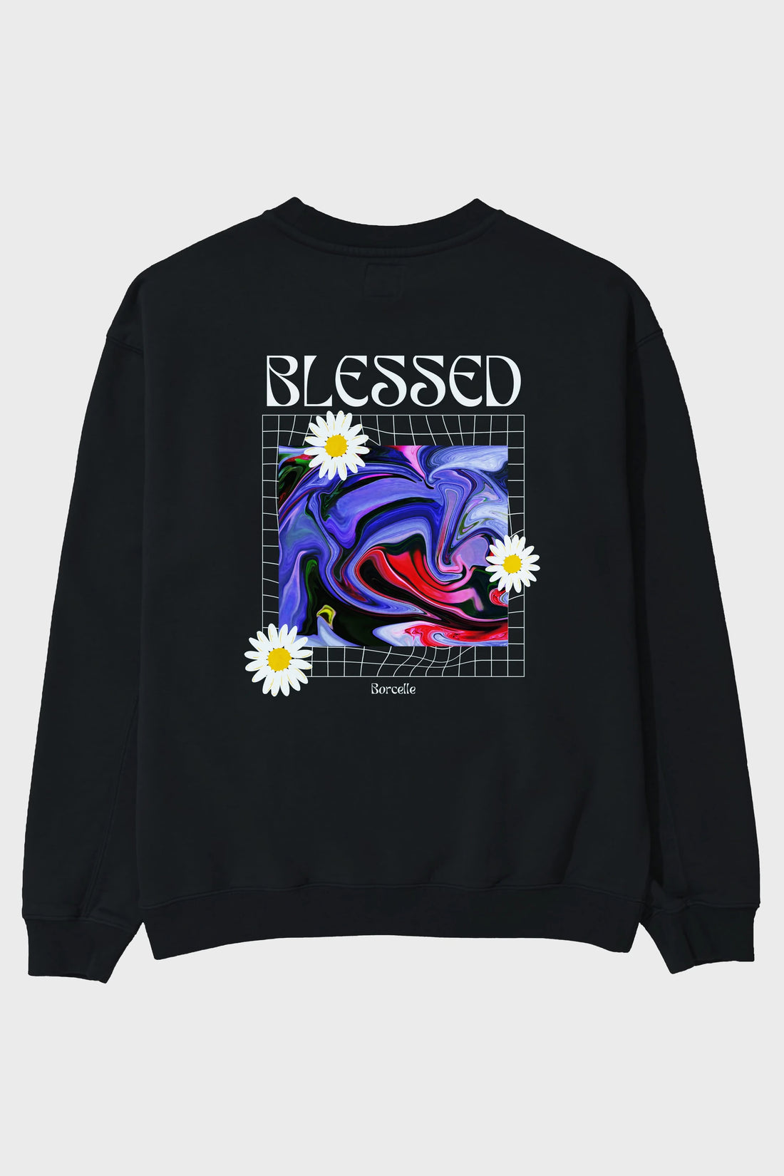 Blessed Arka Baskılı Oversize Sweatshirt Erkek Kadın Unisex