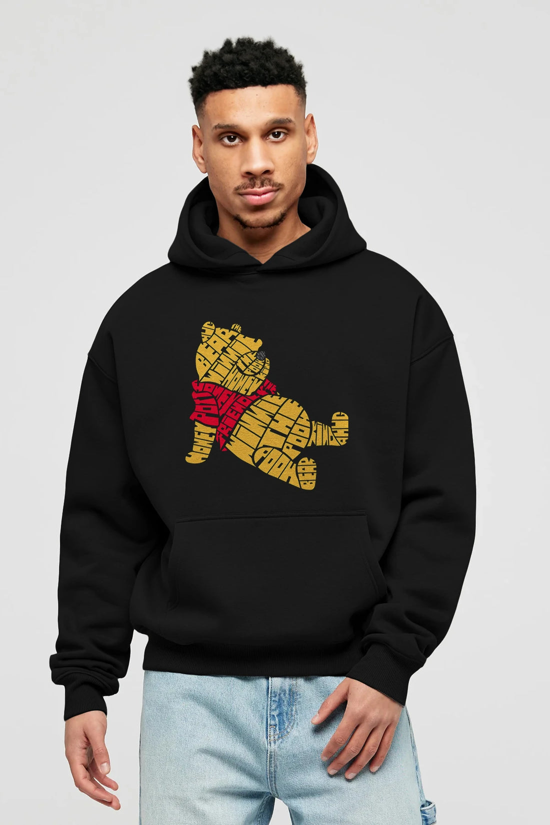 Winnie The Pooh Ön Baskılı Hoodie Oversize Kapüşonlu Sweatshirt Erkek Kadın Unisex