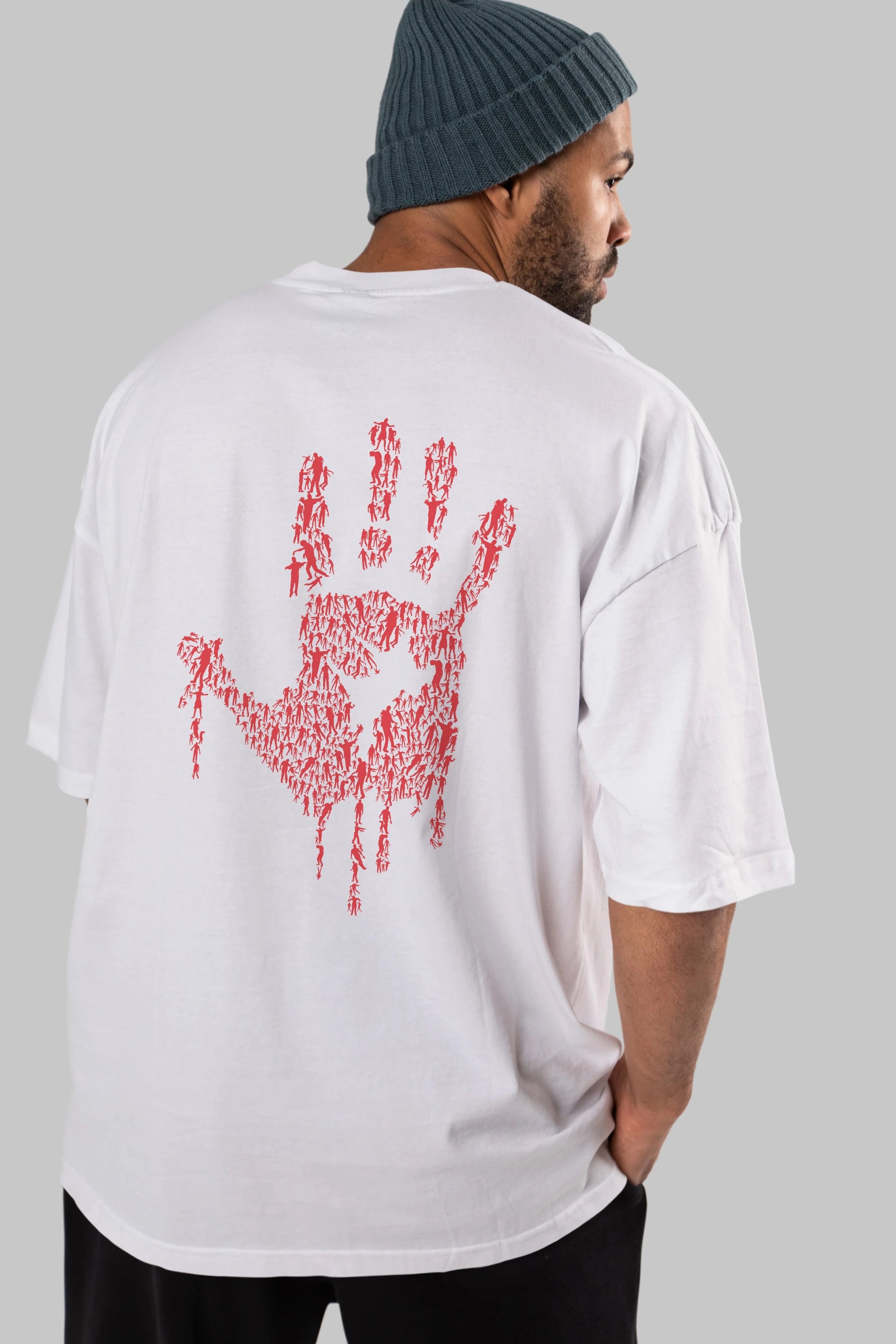 Hand Of Zombies Arka Baskılı Oversize t-shirt %100 pamuk Erkek Kadın Unisex
