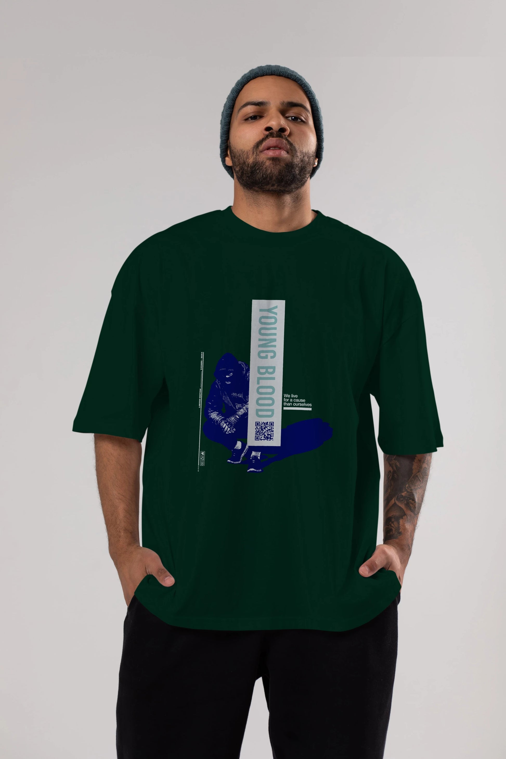 Young Blood Ön Baskılı Oversize t-shirt Erkek Kadın Unisex