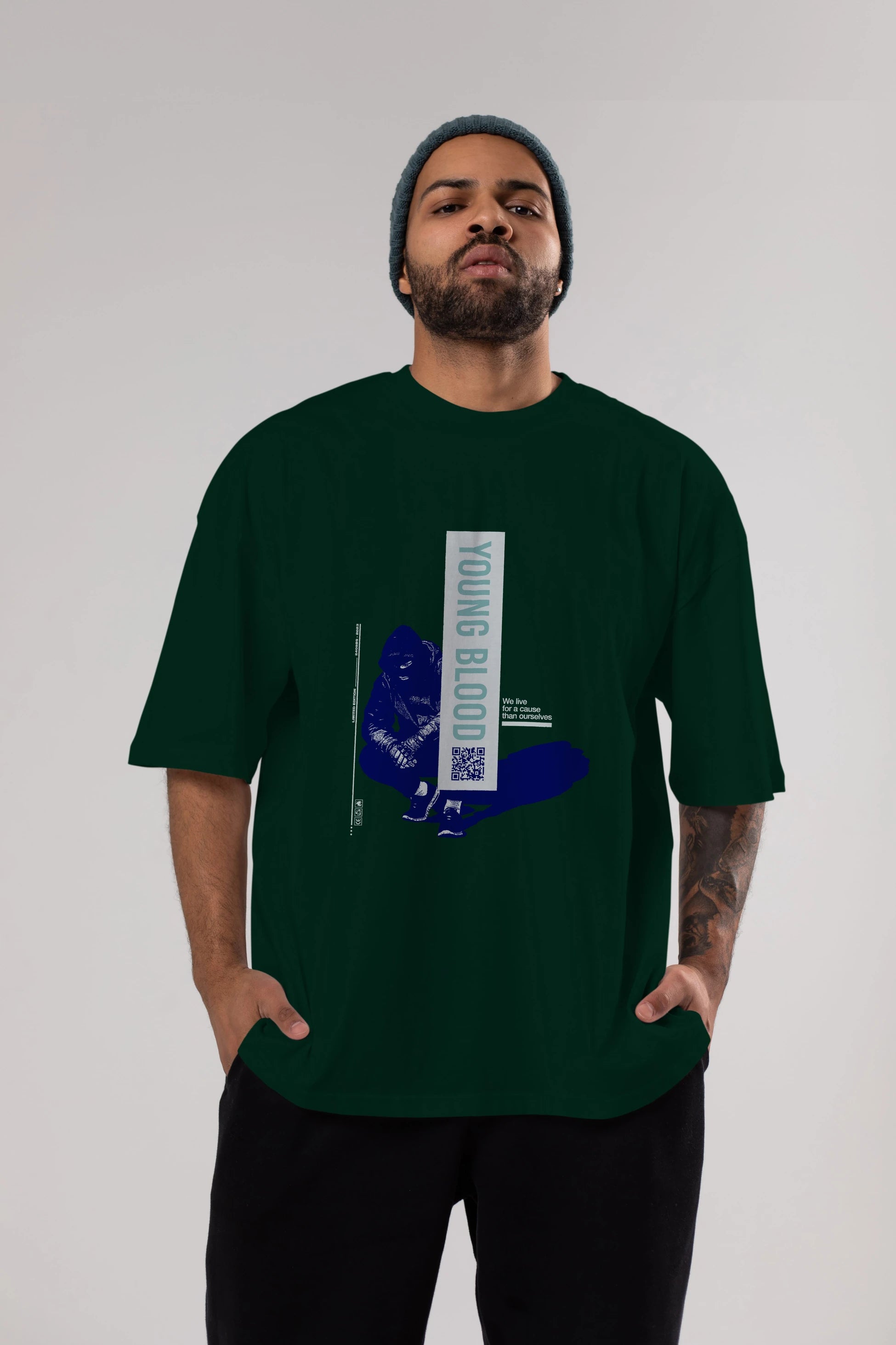 Young Blood Ön Baskılı Oversize t-shirt Erkek Kadın Unisex