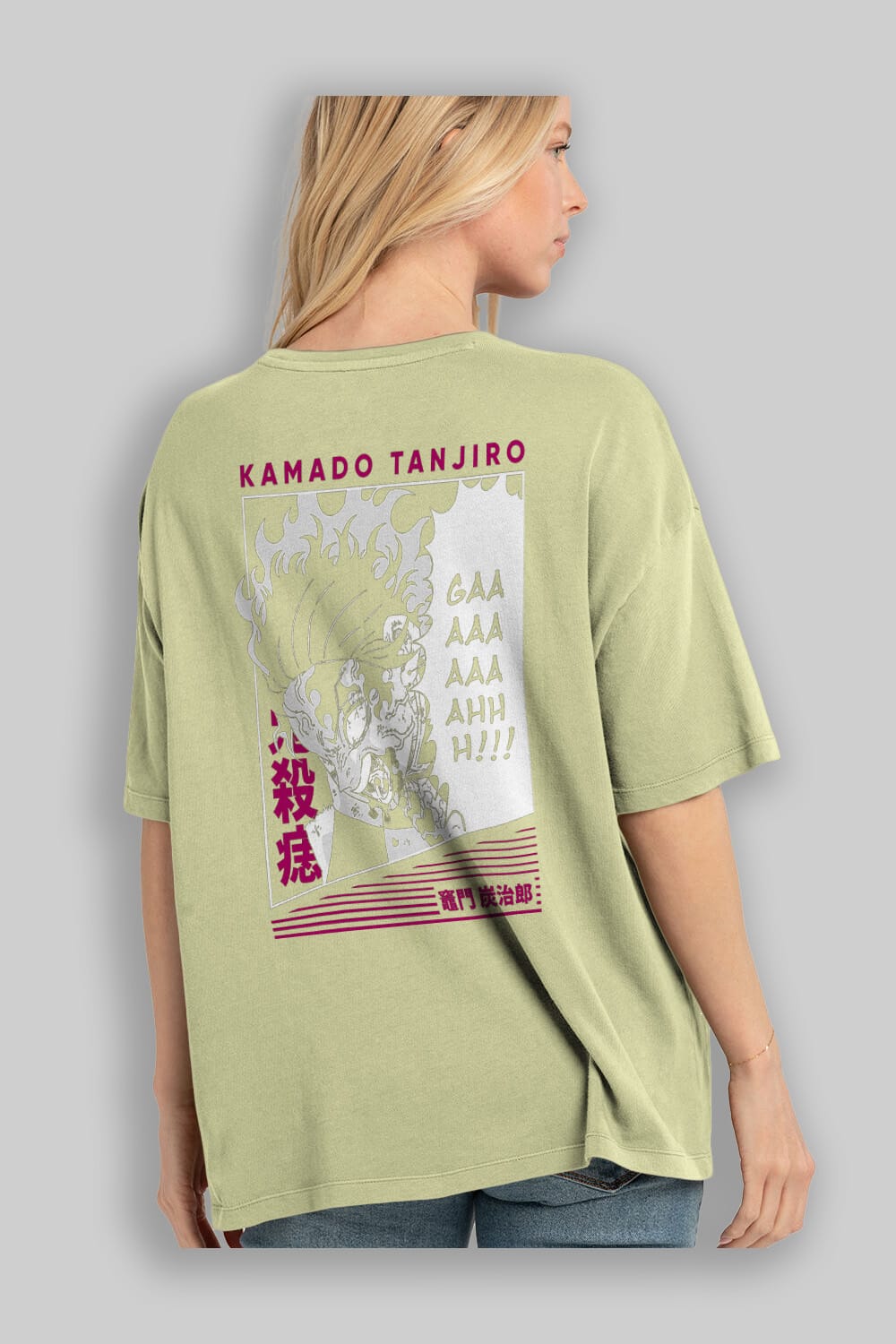 TANJIRO KAMADO 3 Anime Arka Baskılı Oversize t-shirt Erkek Kadın Unisex