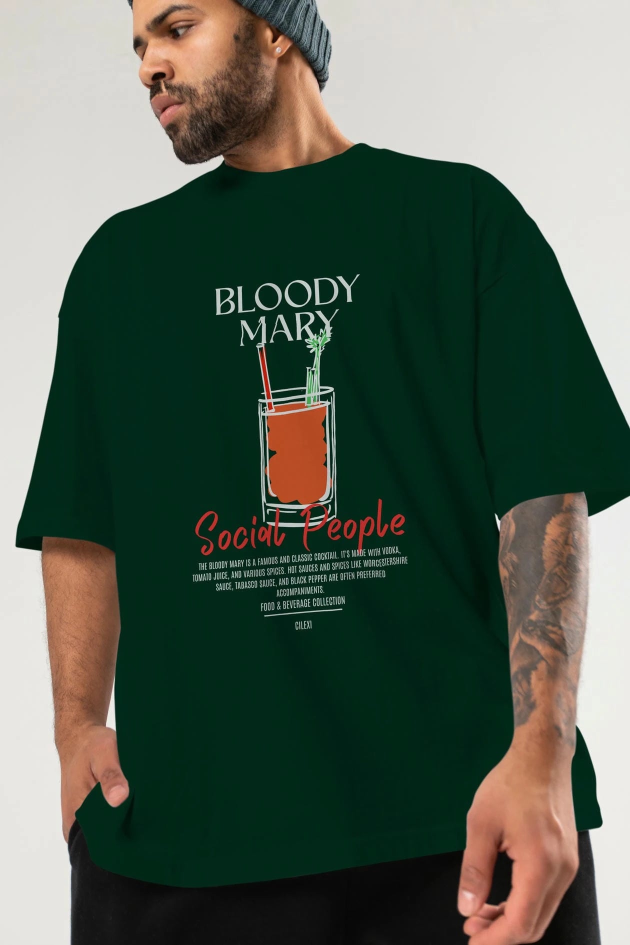 Bloody Mary Kokteyl Serisi ön Baskılı Oversize t-shirt Erkek Kadın %100 Pamuk Bisiklet Yaka tişort