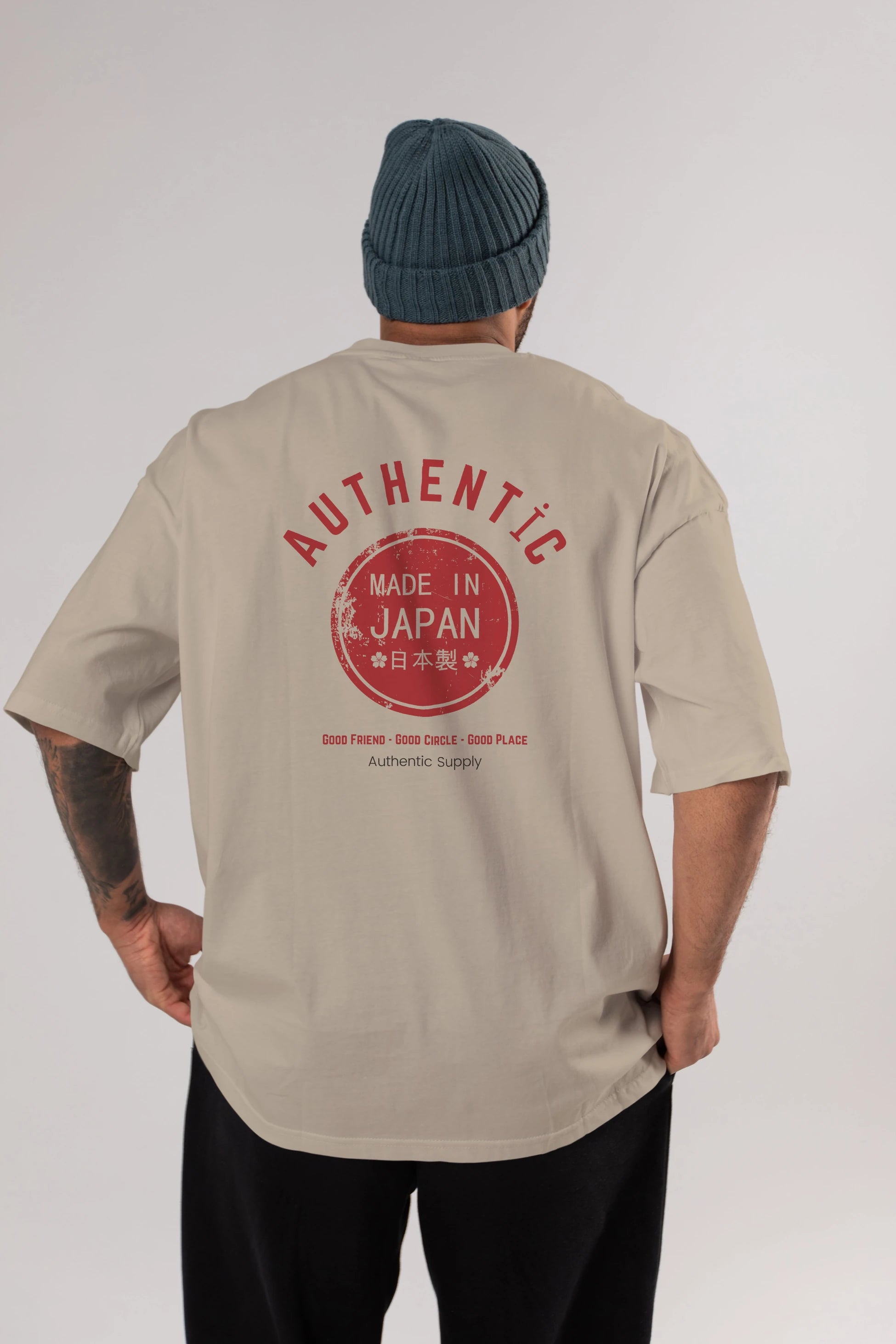 Authentic Japan Style Arka Baskılı Oversize t-shirt Erkek Kadın Unisex