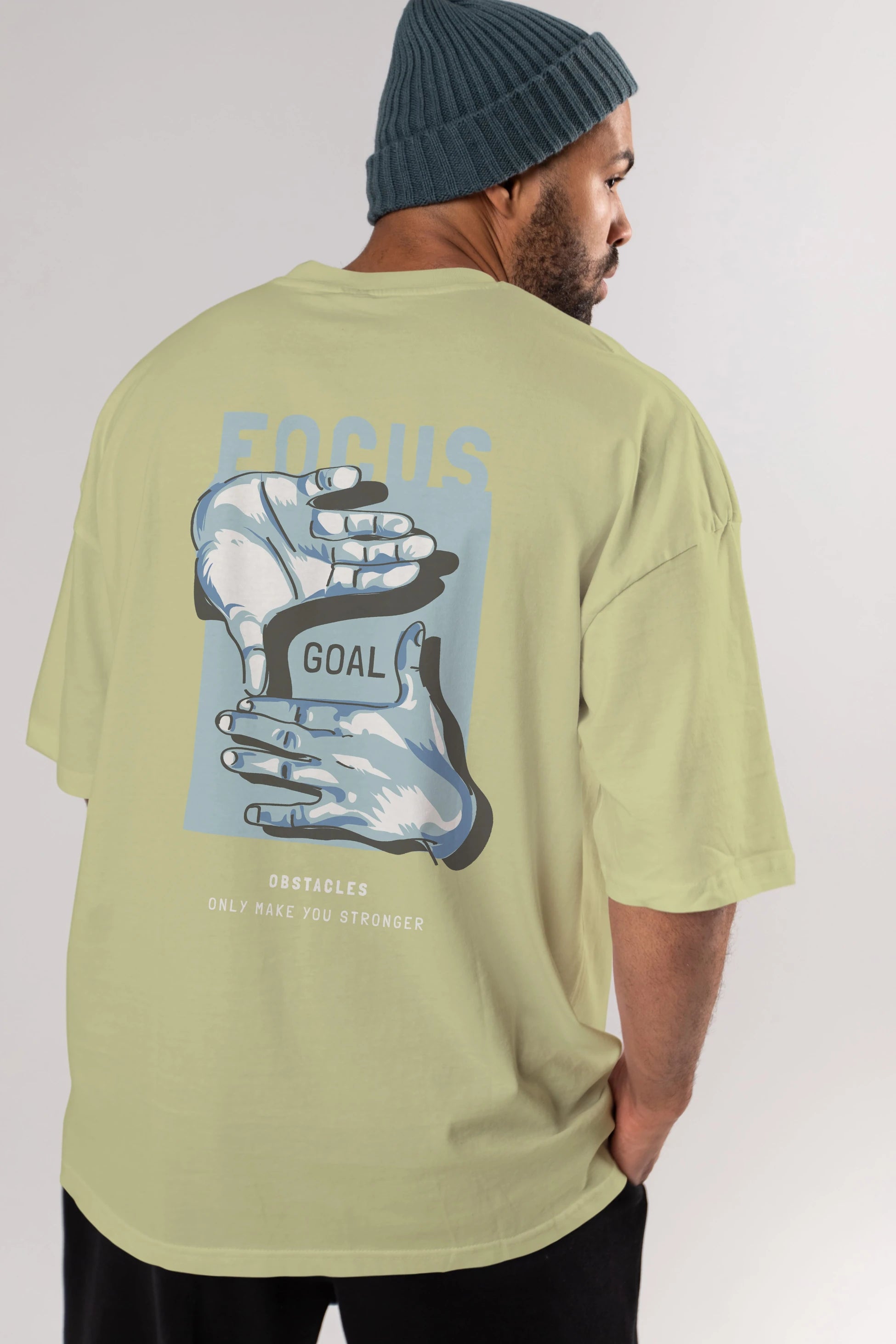 Focus Goal Arka Baskılı Oversize t-shirt Erkek Kadın Unisex