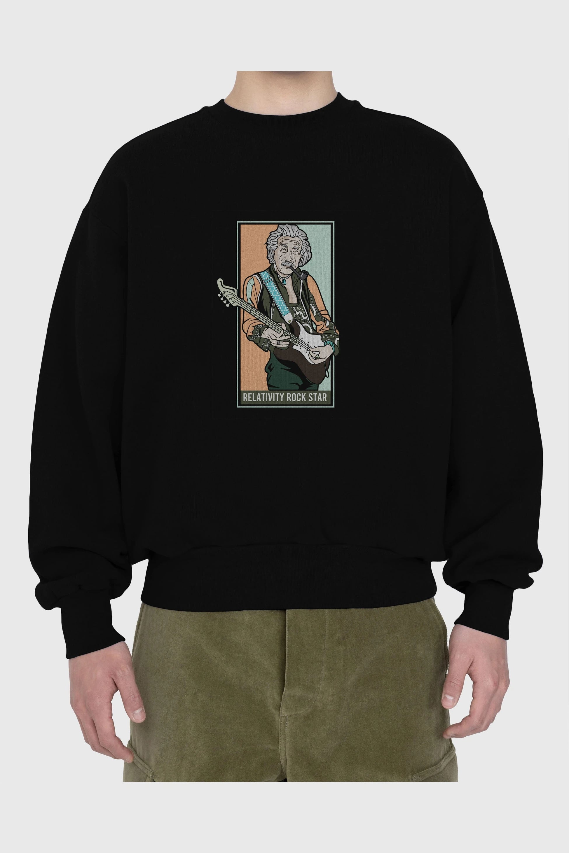Jimmy Einstein Ön Baskılı Oversize Sweatshirt Erkek Kadın Unisex
