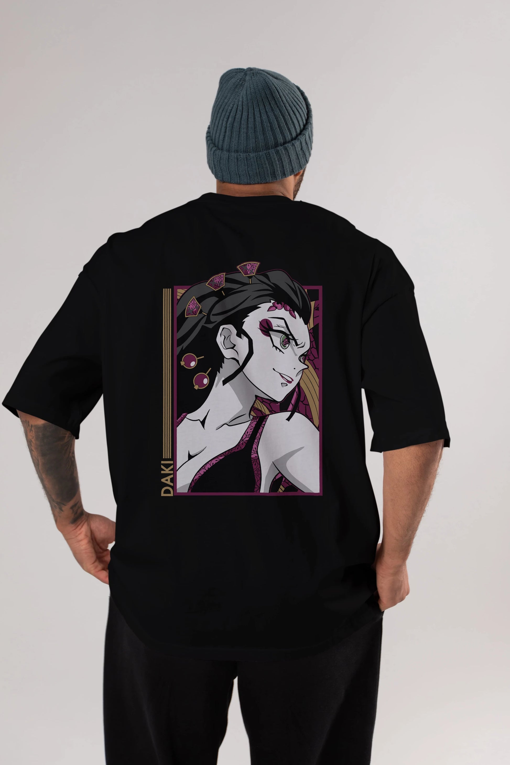 Daki DEMION SLAYER Anime Arka Baskılı Oversize t-shirt Erkek Kadın Unisex