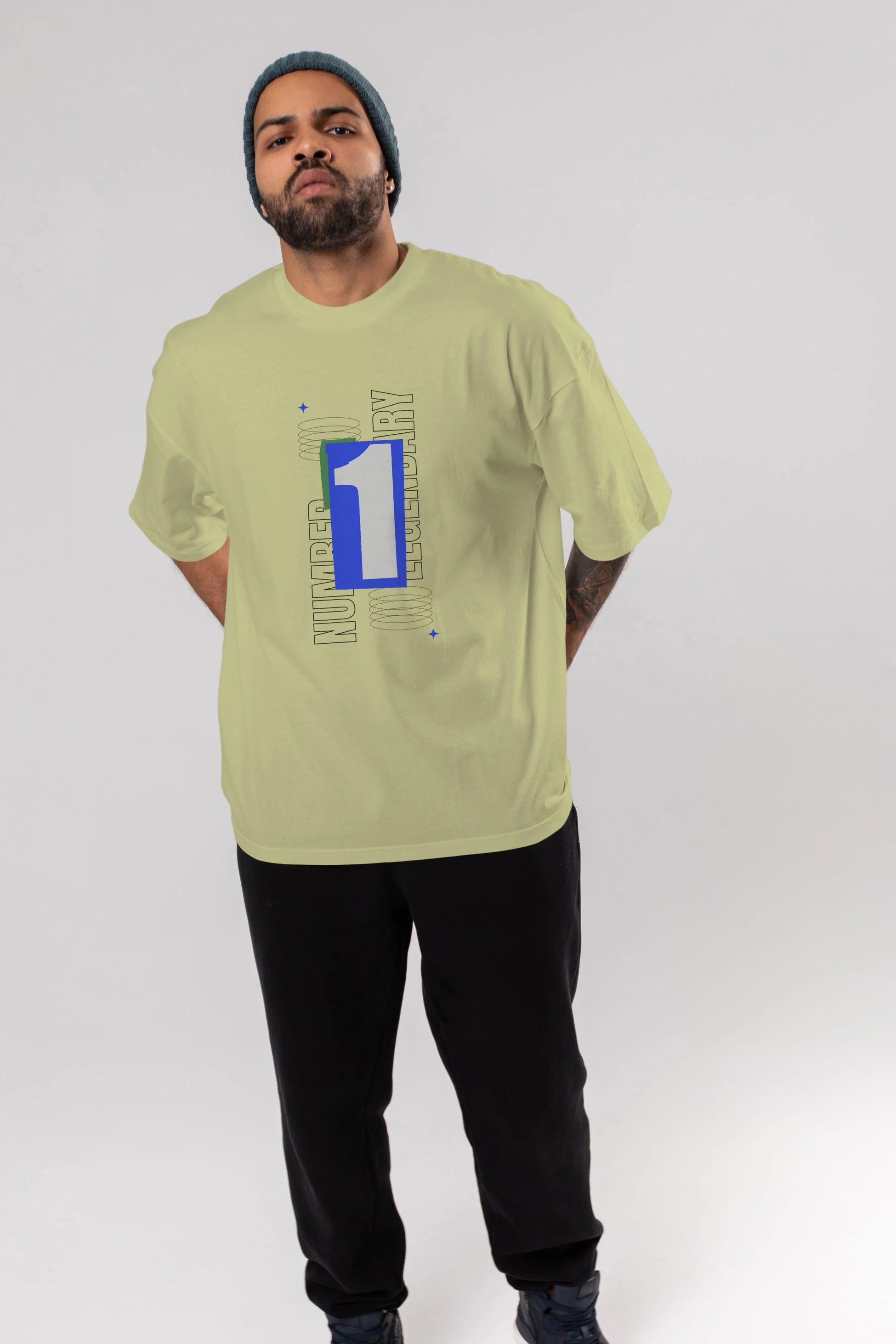 Number 1 Yazılı Ön Baskılı Oversize t-shirt Erkek Kadın Unisex