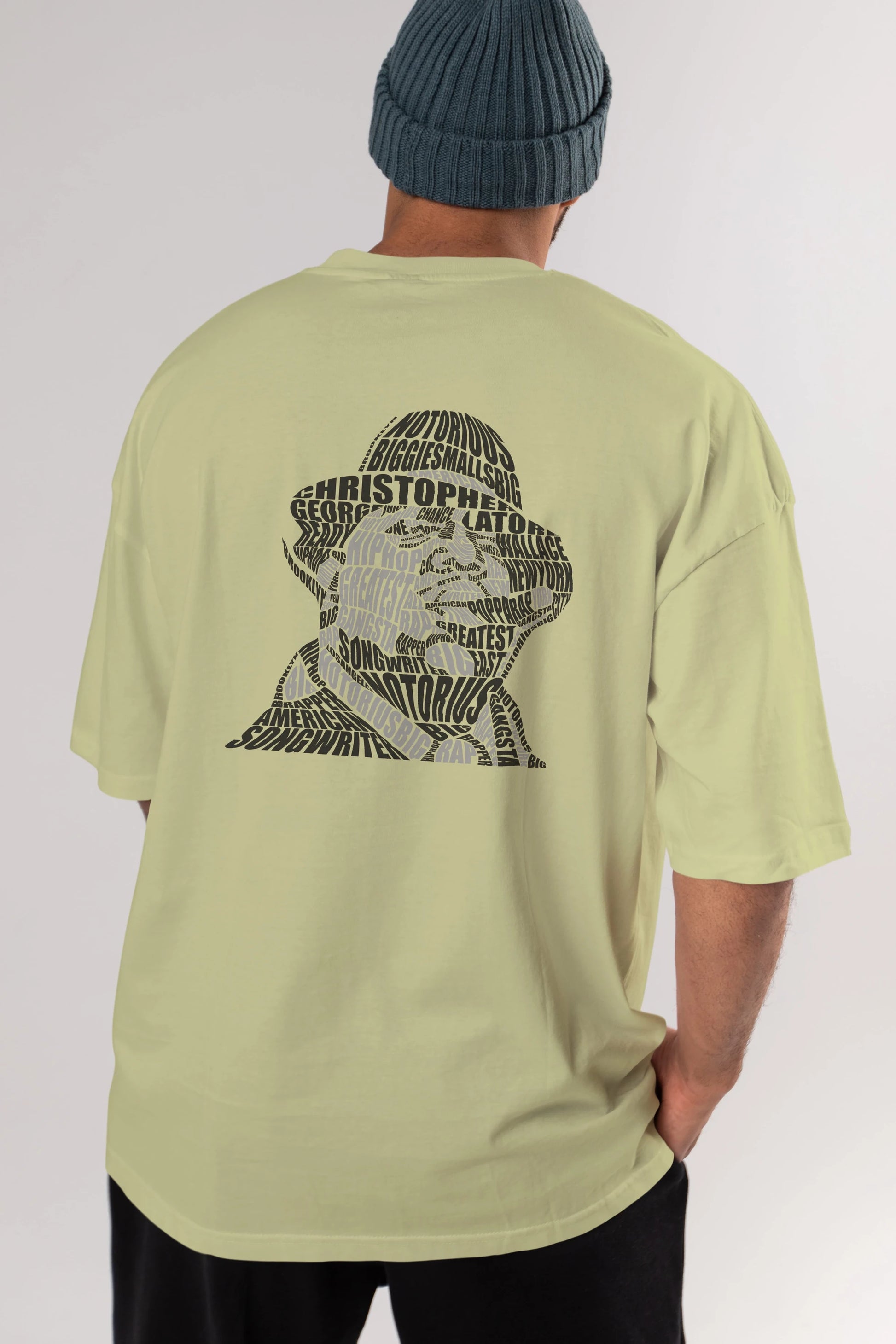 Notorious Big Calligram Arka Baskılı Oversize t-shirt %100 pamuk Erkek Kadın Unisex