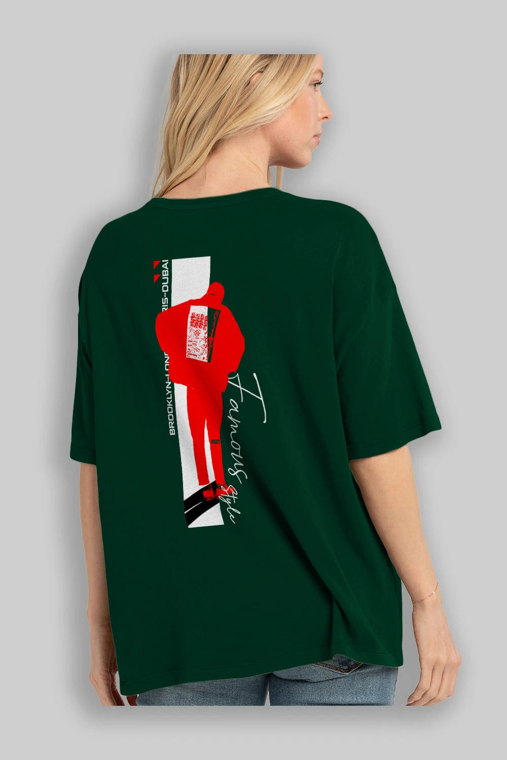 Brooklyn Style Arka Baskılı Oversize t-shirt Erkek Kadın Unisex