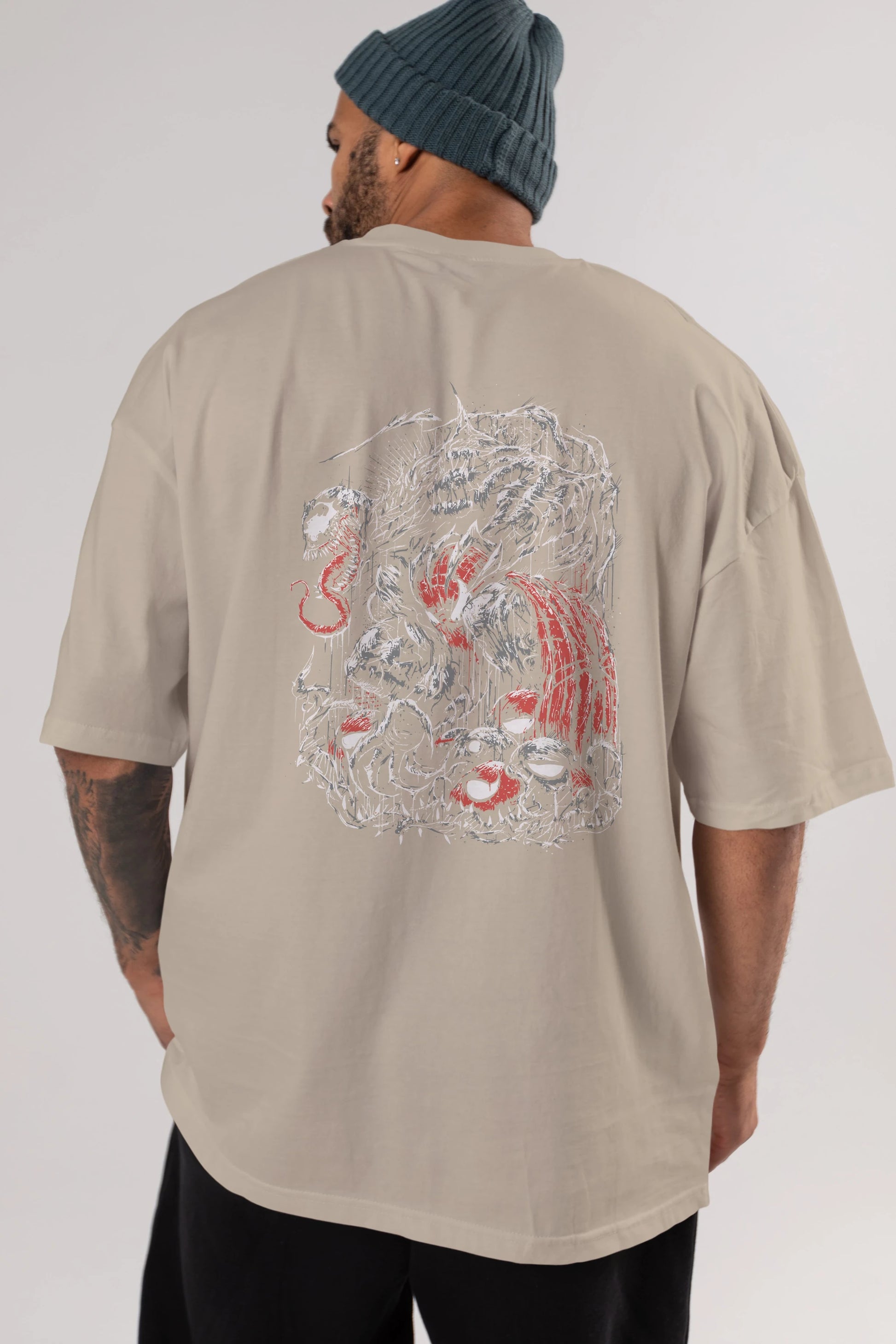 Venom (14) Arka Baskılı Oversize t-shirt Erkek Kadın Unisex %100 Pamuk Bisiklet Yaka tişort