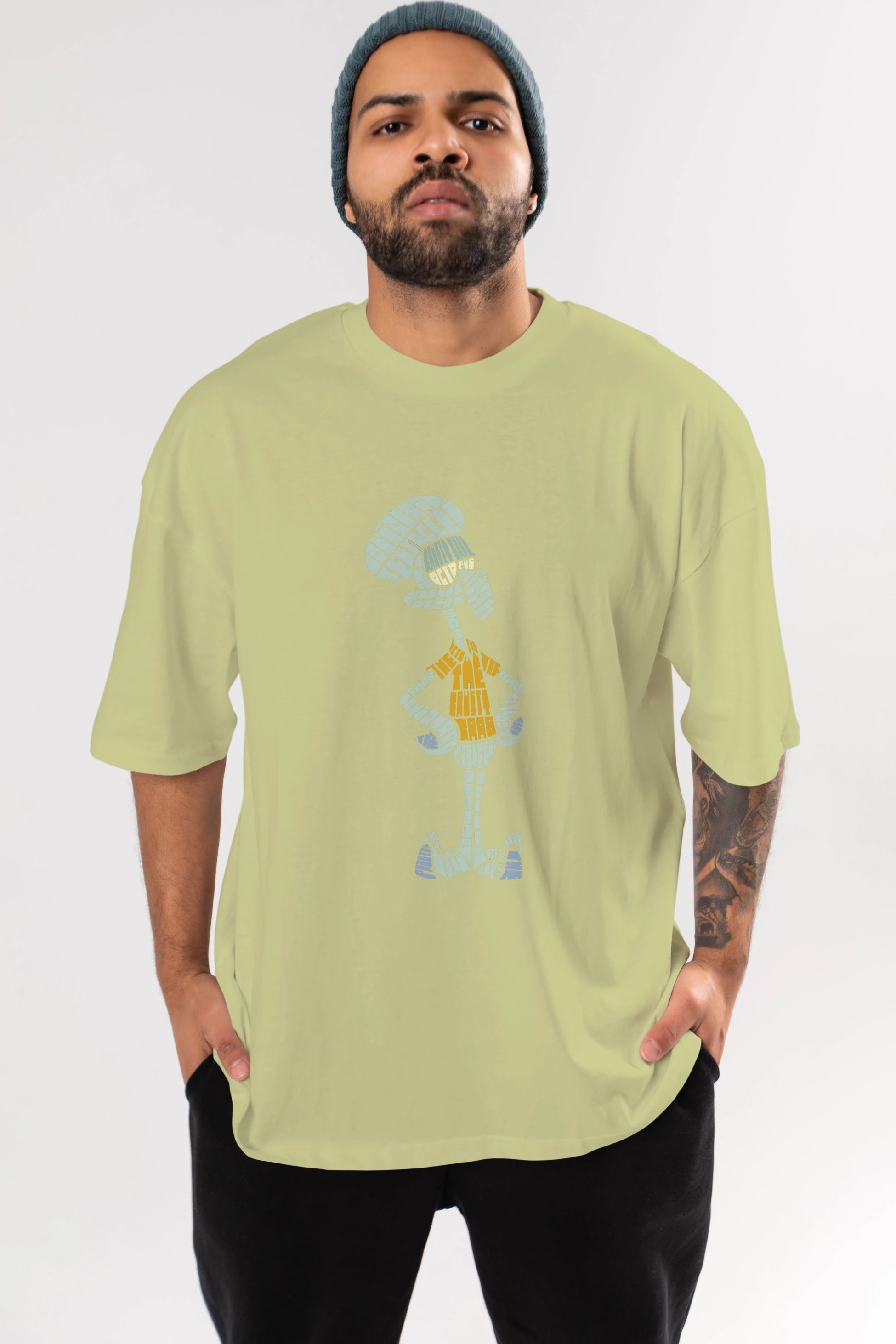 Squidward Ön Baskılı Oversize t-shirt %100 pamuk Erkek Kadın Unisex