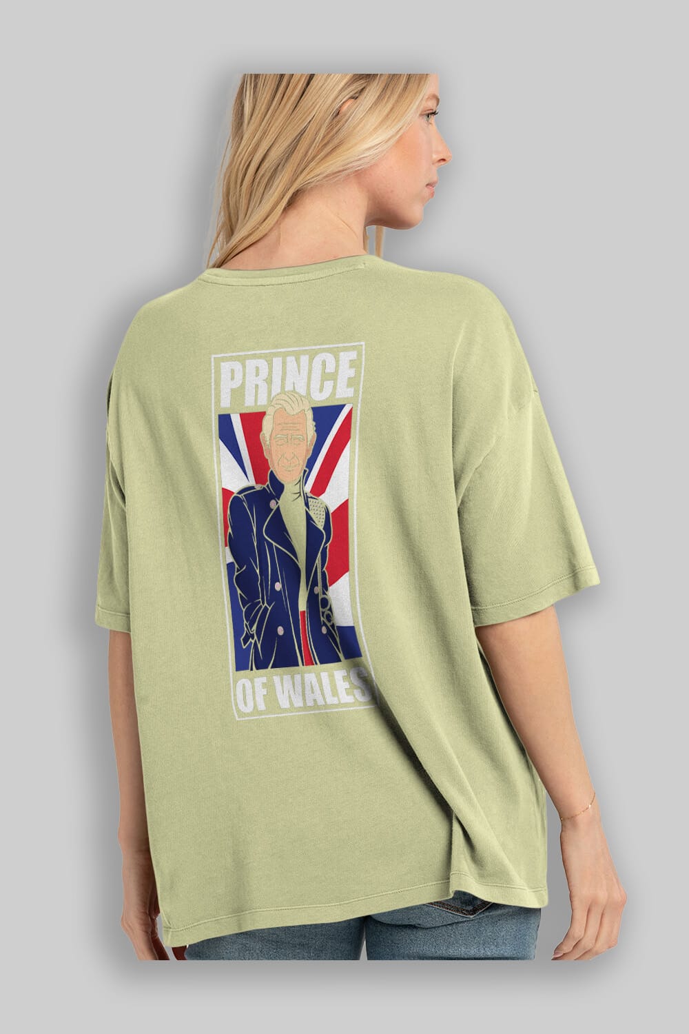 Prince Charles Arka Baskılı Oversize t-shirt Erkek Kadın Unisex %100 Pamuk tişort