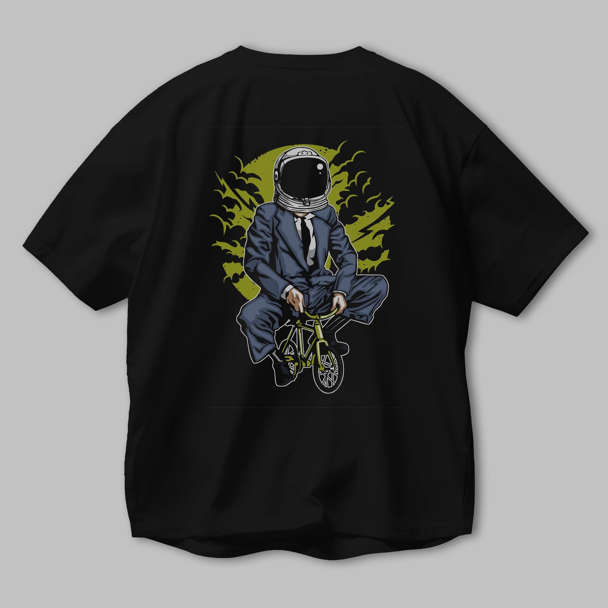 Bike To The Moon Arka Baskılı Oversize t-shirt Erkek Kadın Unisex %100 Pamuk