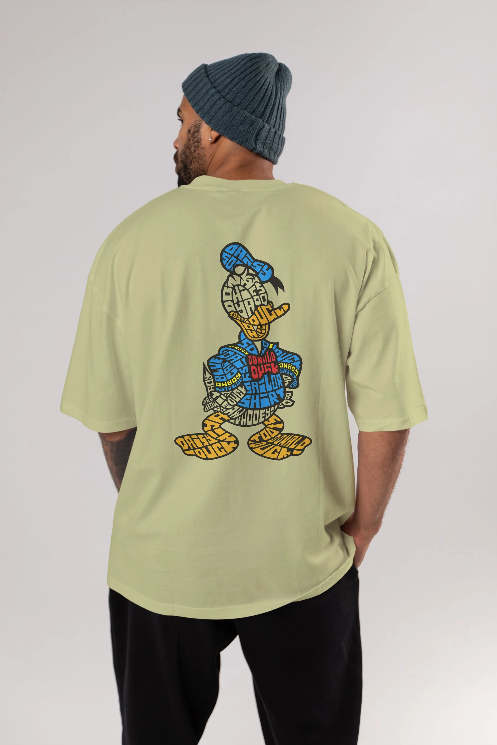 Donald Arka Baskılı Oversize t-shirt %100 pamuk Erkek Kadın Unisex