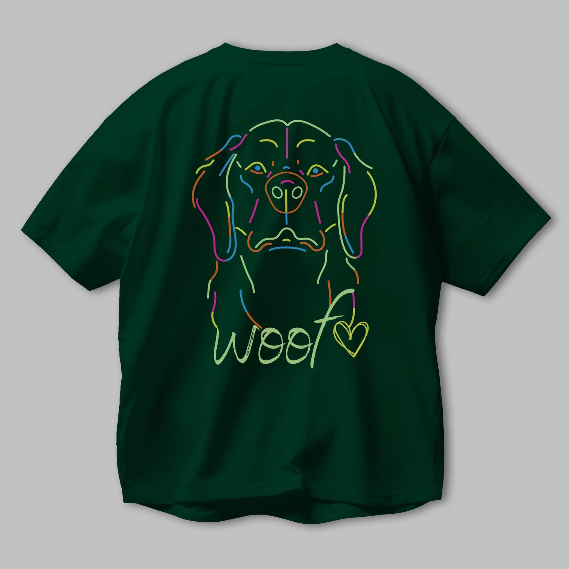 Neon Dog Arka Baskılı Oversize t-shirt Erkek Kadın Unisex