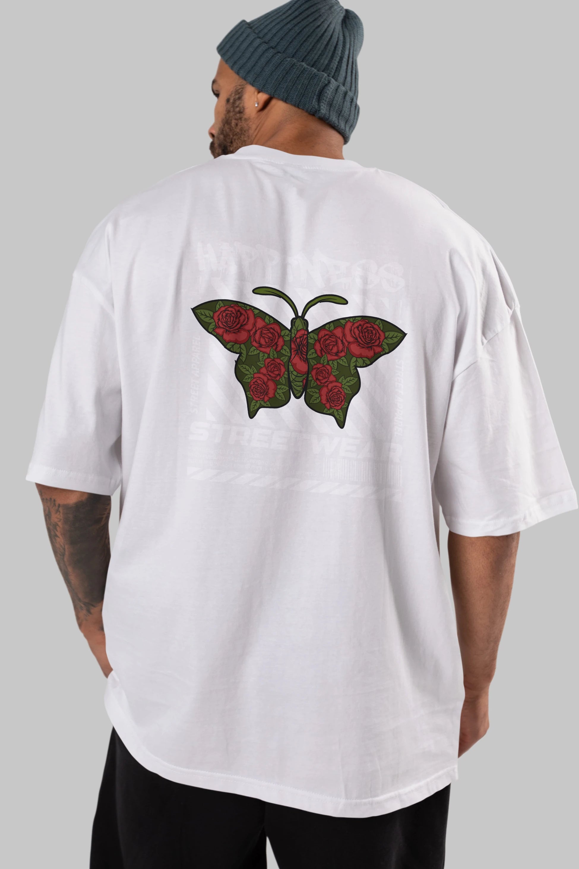 Happiness Streetwear Arka Baskılı Oversize t-shirt Erkek Kadın Unisex
