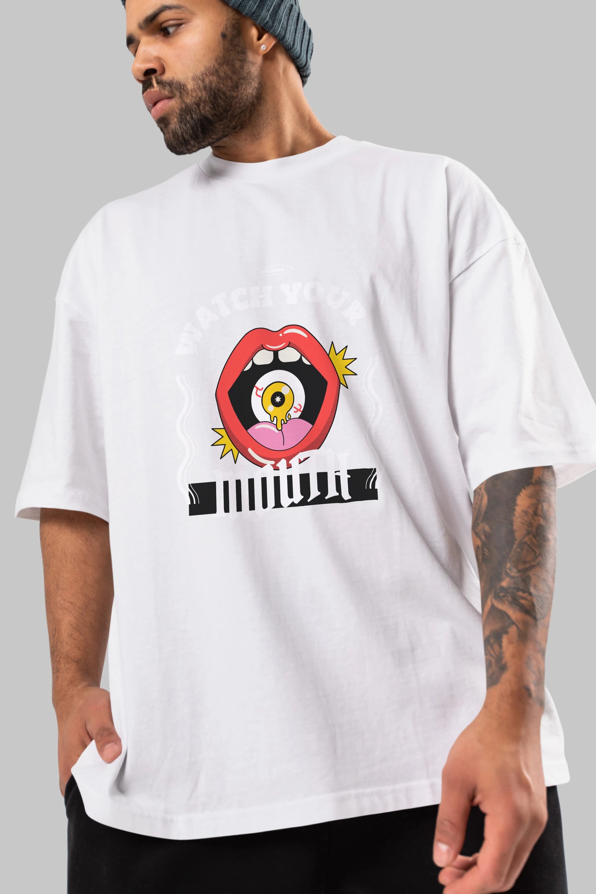 Watch Your Mouth Ön Baskılı Oversize t-shirt Erkek Kadın Unisex