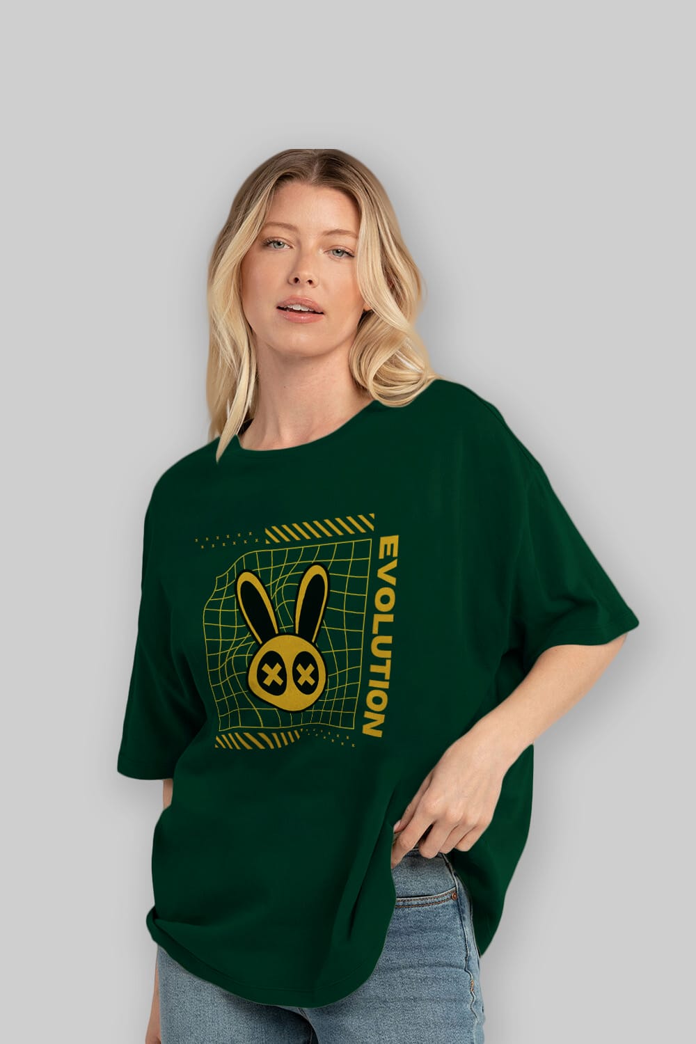 Evolution Yazılı Ön Baskılı Oversize t-shirt Erkek Kadın Unisex