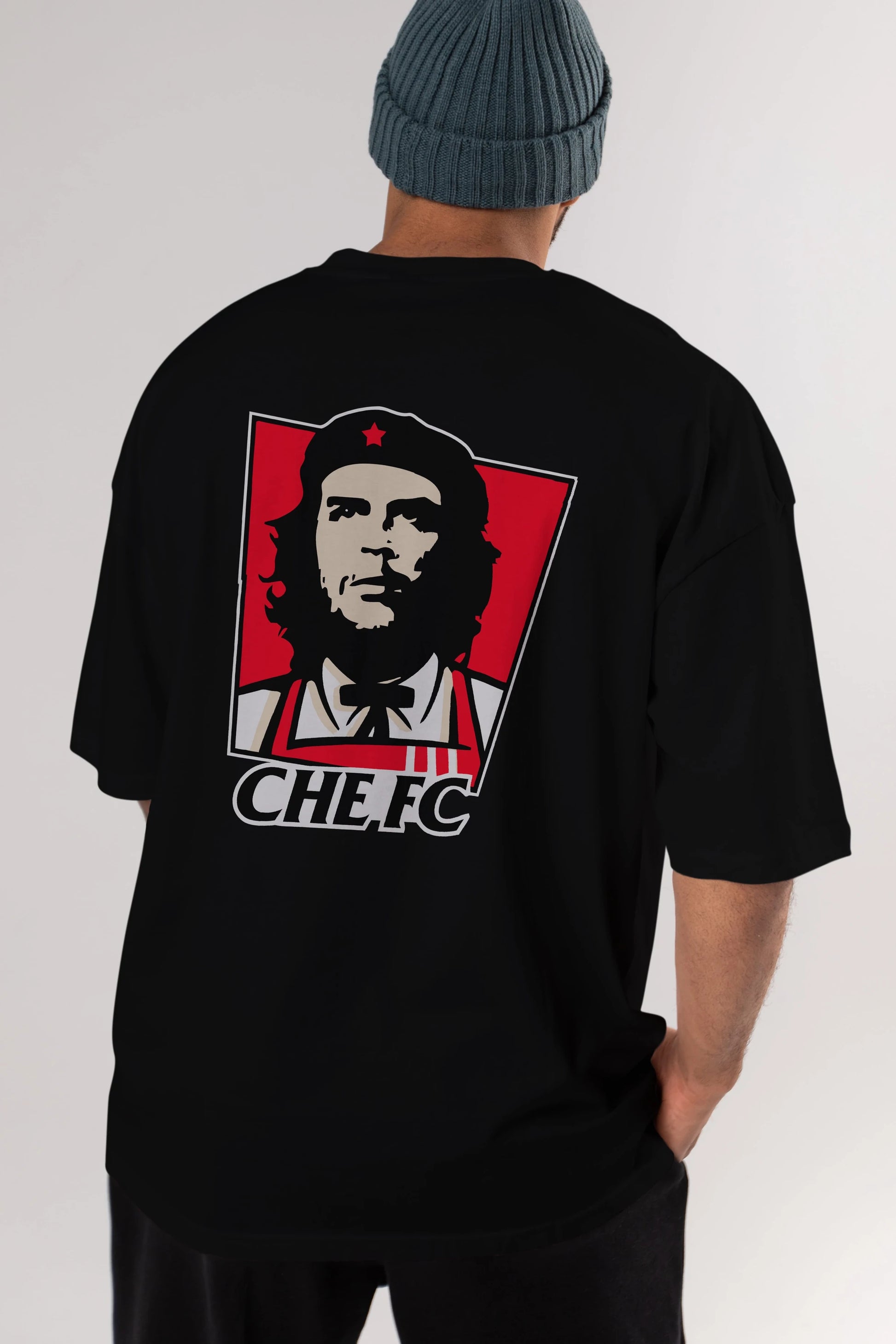 Che FC Arka Baskılı Oversize t-shirt Erkek Kadın Unisex %100 Pamuk Bisiklet Yaka tişort