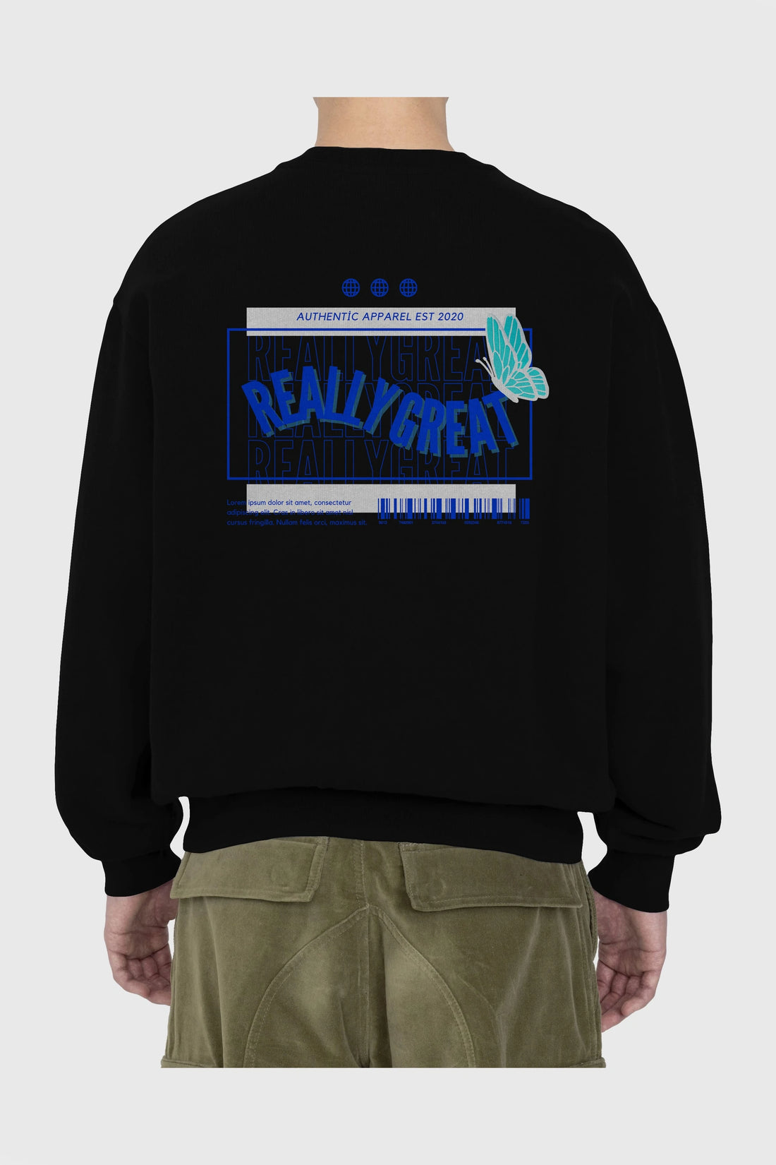 Really Great Yazılı Arka Baskılı Oversize Sweatshirt Erkek Kadın Unisex
