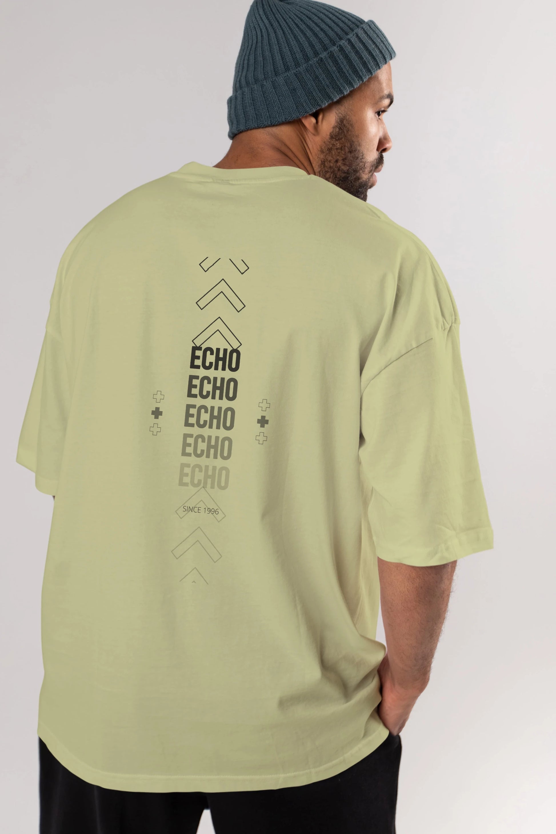 Echo Yazılı Arka Baskılı Oversize t-shirt Erkek Kadın Unisex