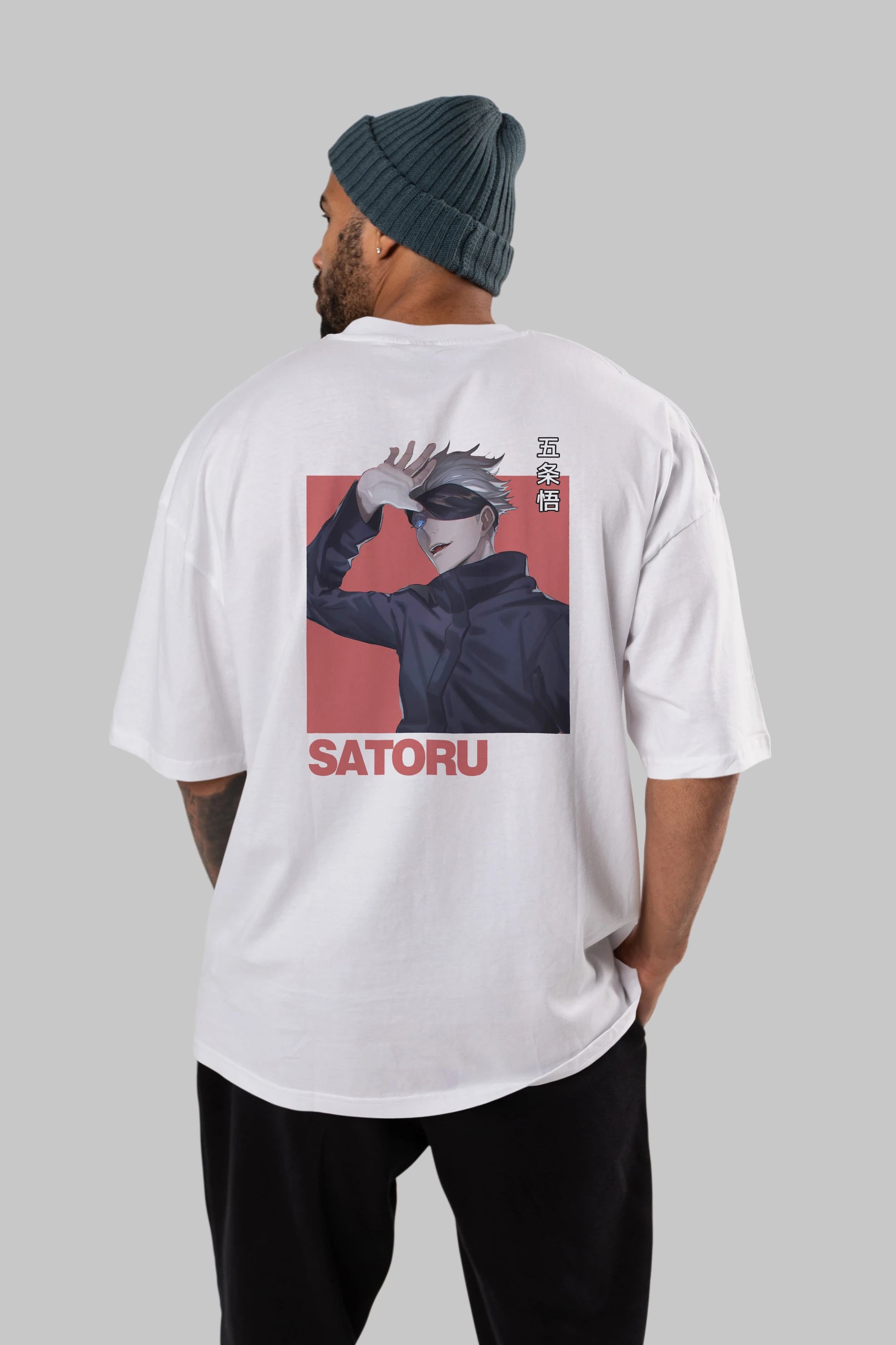 SATORU GOJO 2 Anime Arka Baskılı Oversize t-shirt Erkek Kadın Unisex