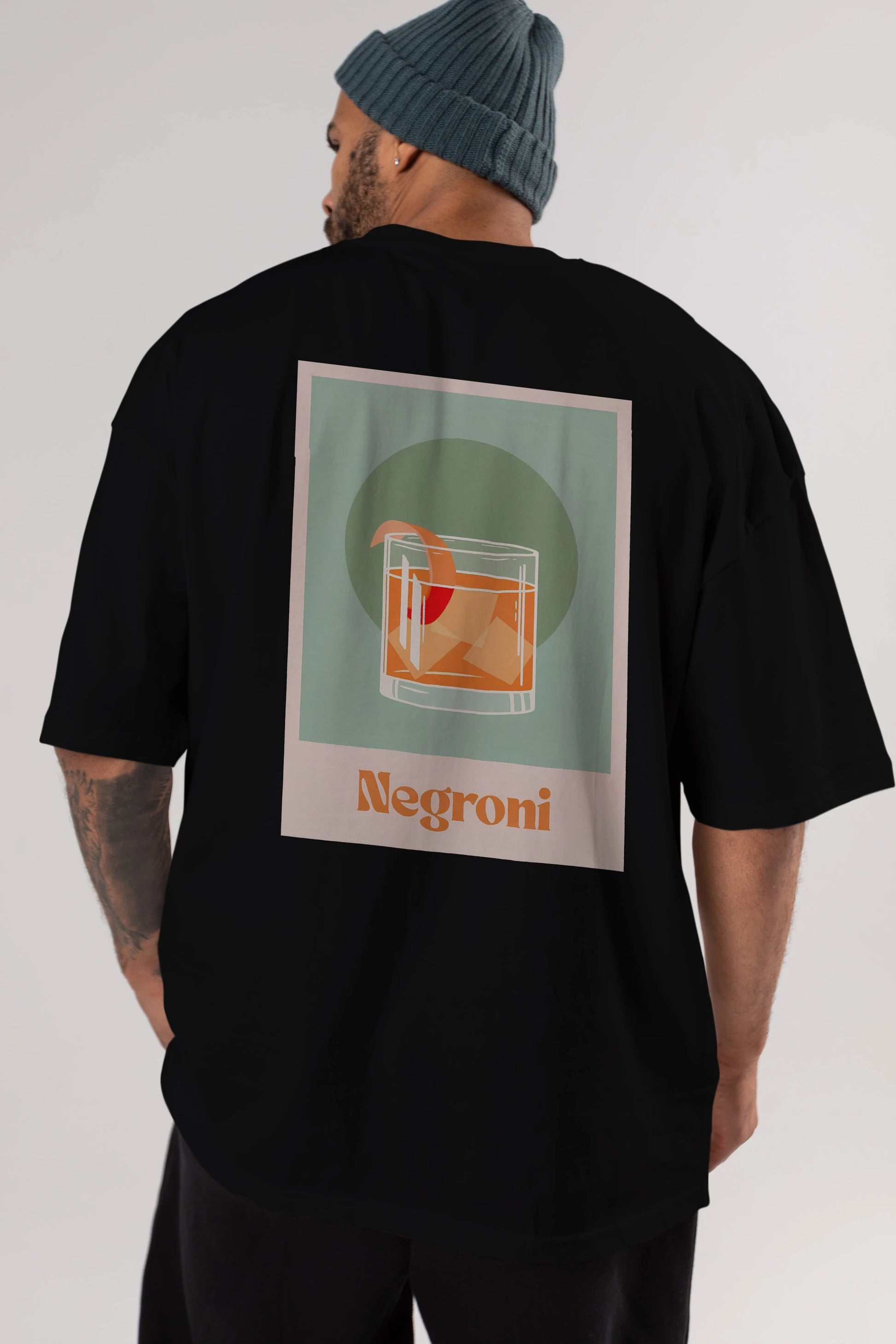 Negroni 5 Arka Baskılı Oversize t-shirt Erkek Kadın Unisex %100 Pamuk Bisiklet Yaka tişort
