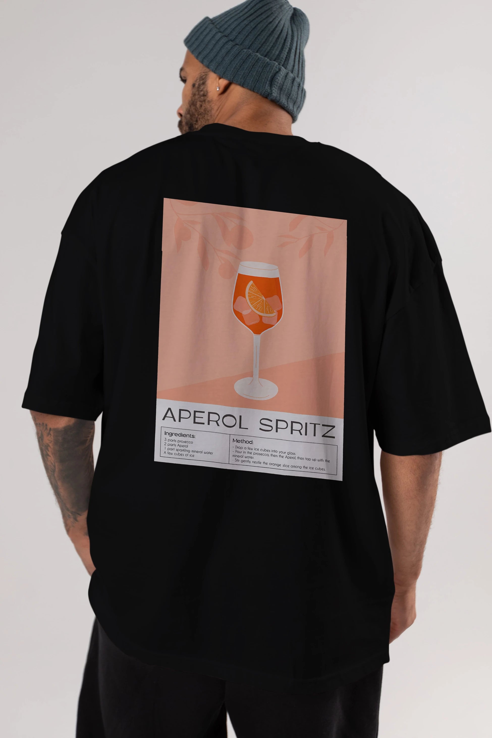 Aperol Spritz 7 Arka Baskılı Oversize t-shirt Erkek Kadın Unisex %100 Pamuk Bisiklet Yaka tişort