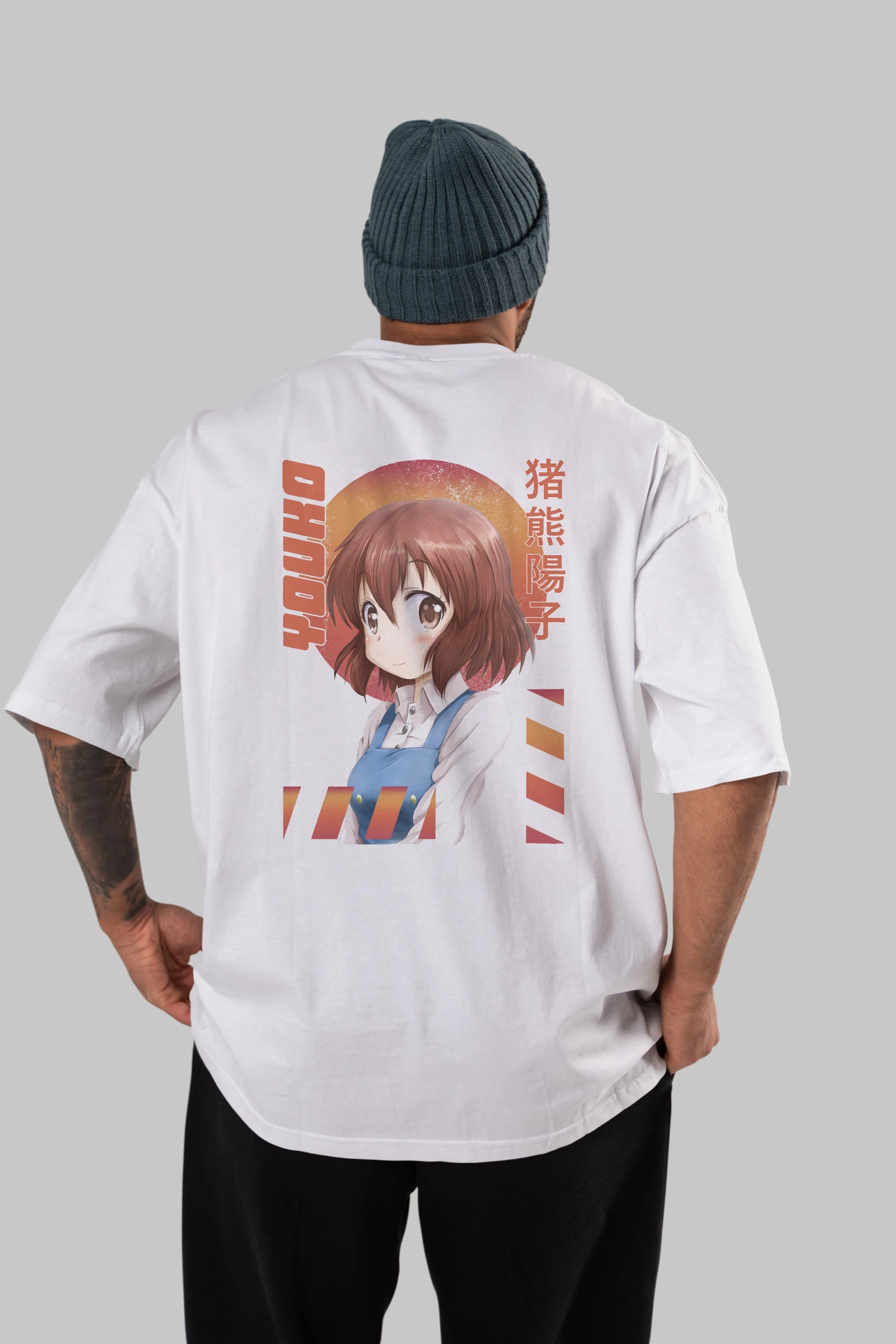 Youko Inokuma 5 Anime Arka Baskılı Oversize t-shirt Erkek Kadın Unisex