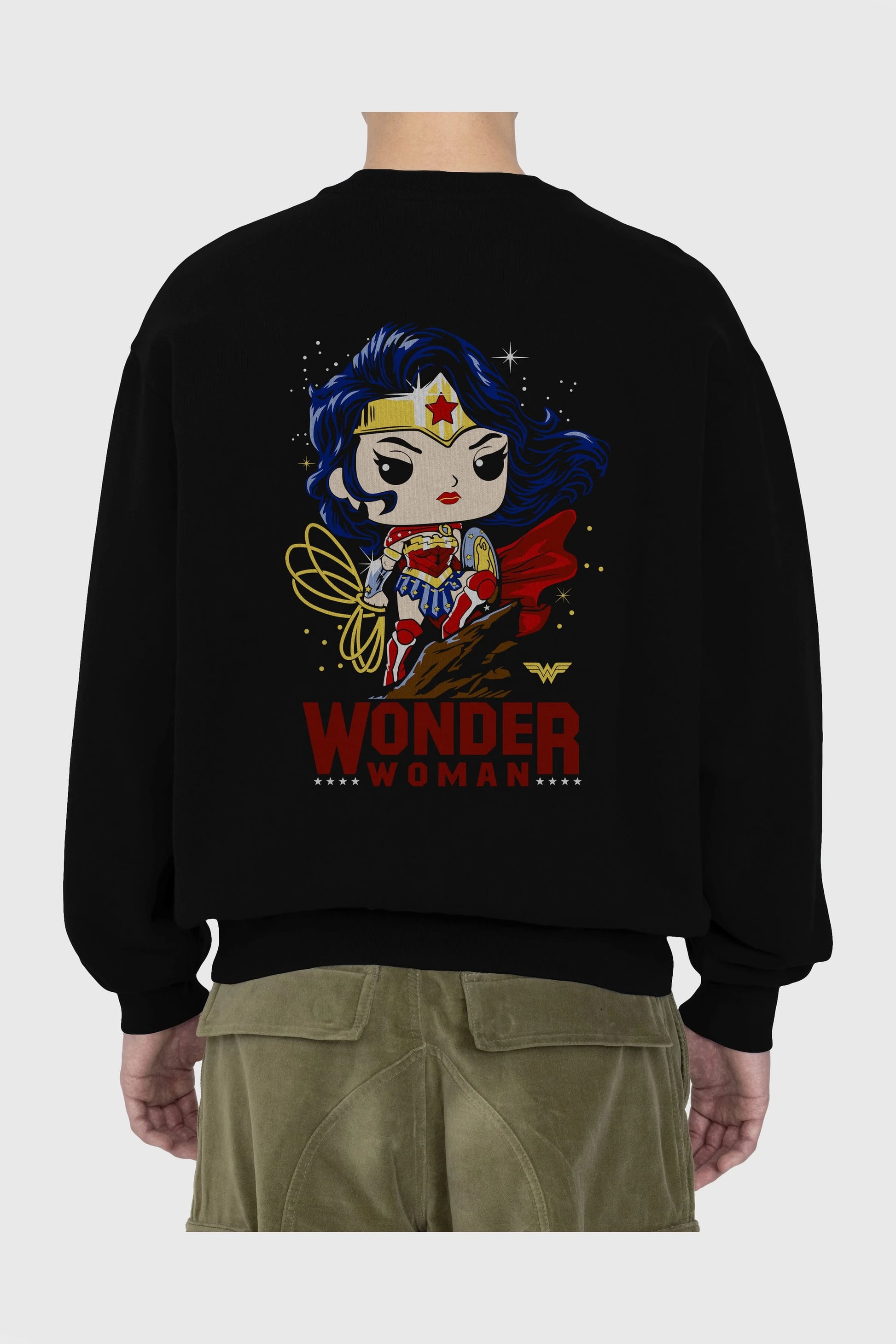 Wonder Woman (2) Arka Baskılı Oversize Sweatshirt Erkek Kadın Unisex