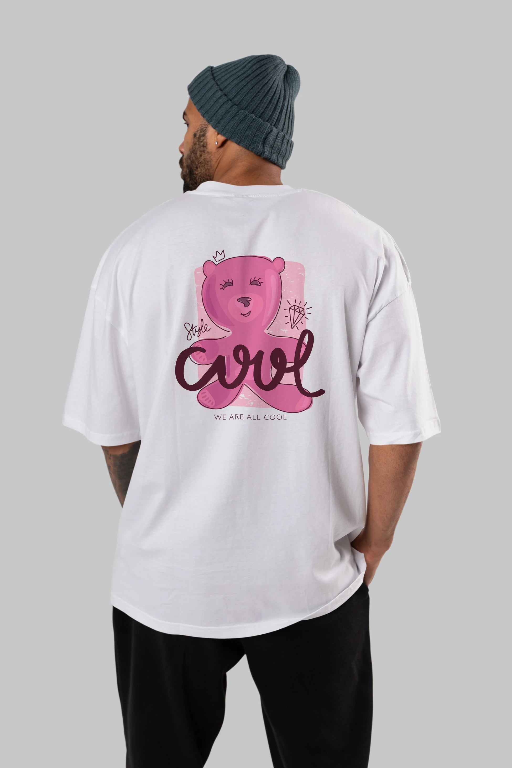 Cool Style Bear Arka Baskılı Oversize t-shirt Erkek Kadın Unisex