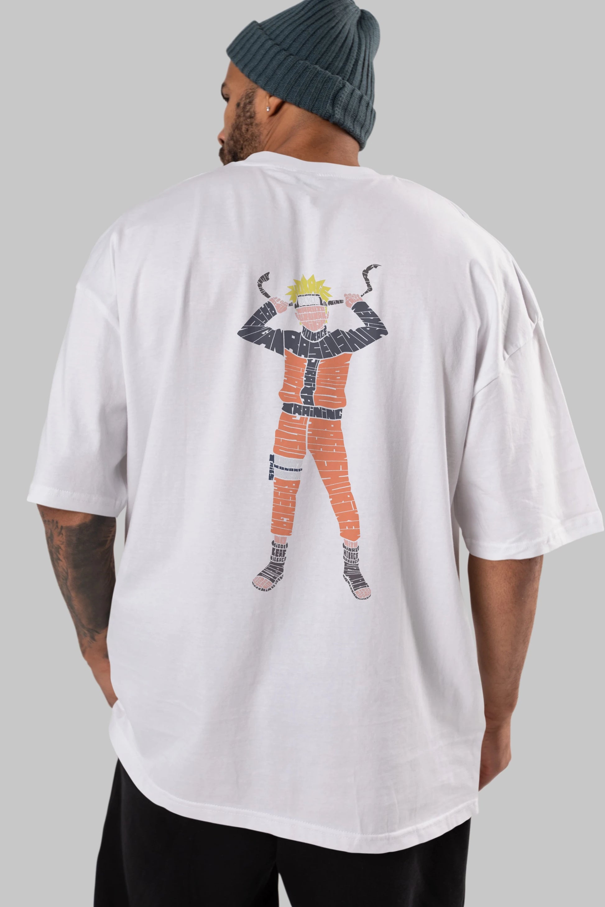 Naruto Arka Baskılı Oversize t-shirt %100 pamuk Erkek Kadın Unisex