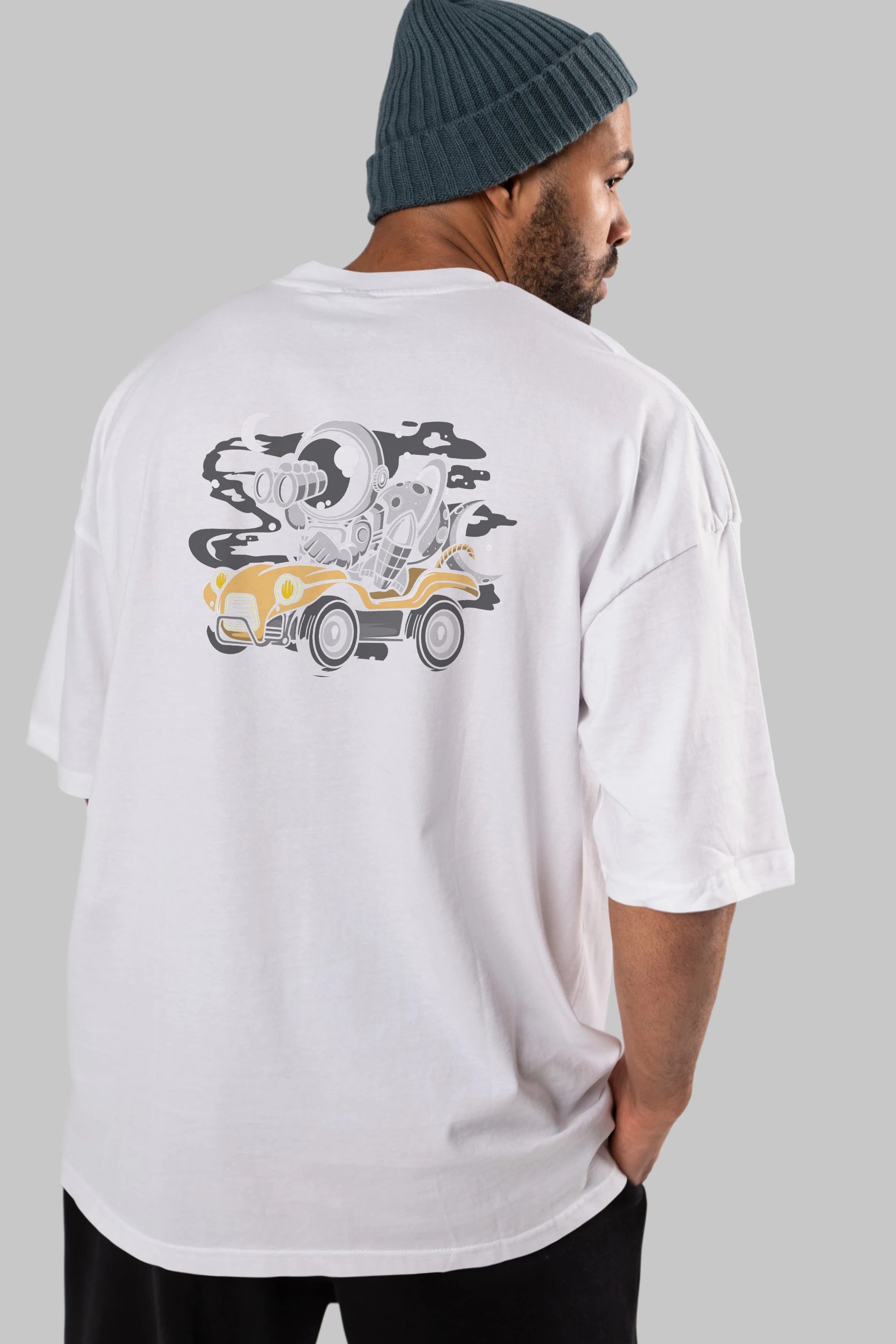 Astronaut Adventure Arka Baskılı Oversize t-shirt Erkek Kadın Unisex