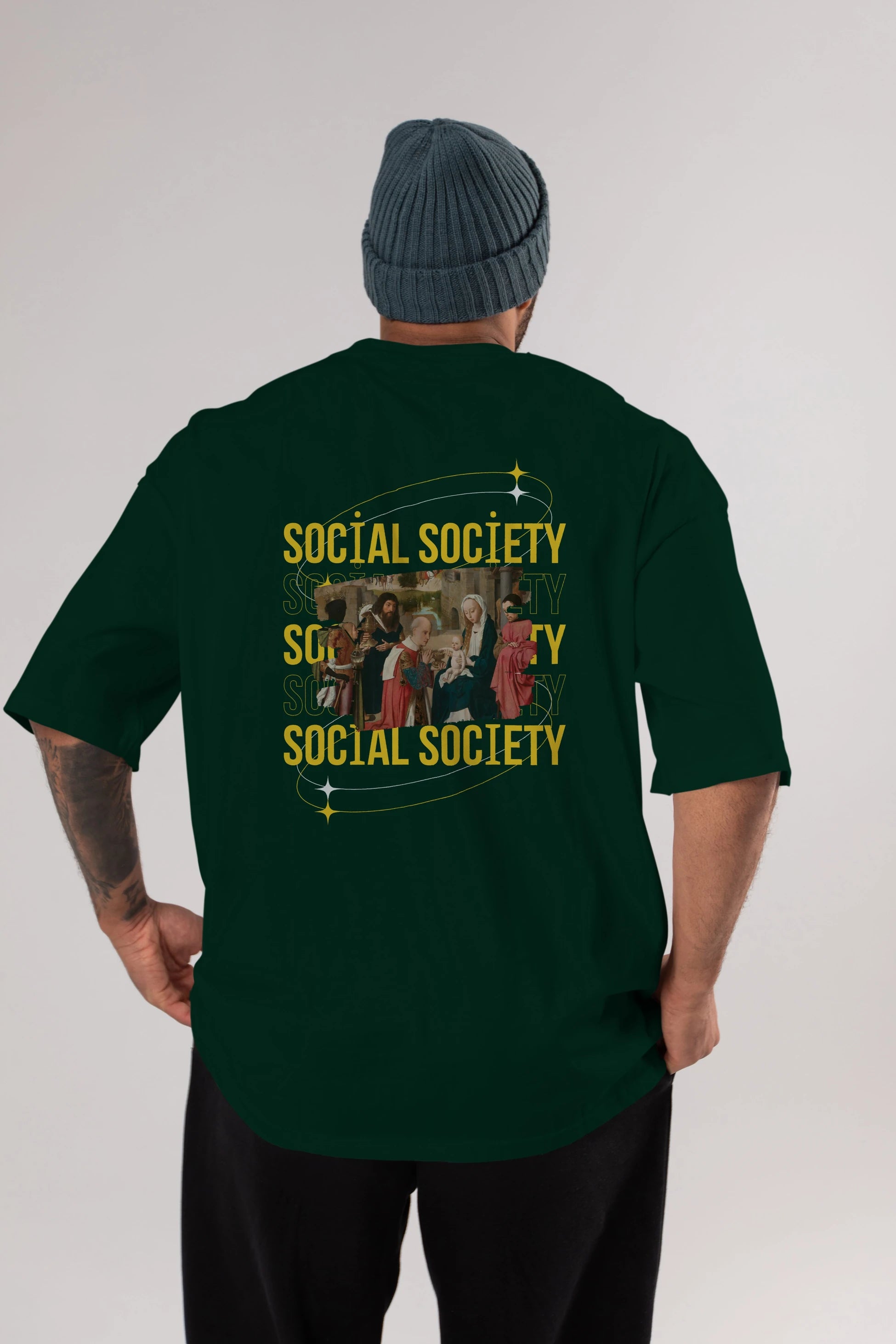 Social Society Yazılı Arka Baskılı Oversize t-shirt Erkek Kadın Unisex