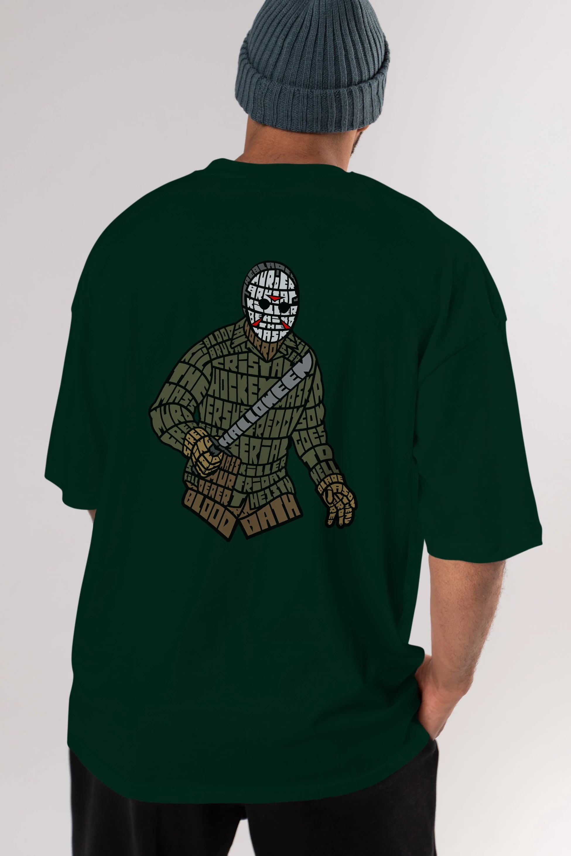 Jason Arka Baskılı Oversize t-shirt %100 pamuk Erkek Kadın Unisex