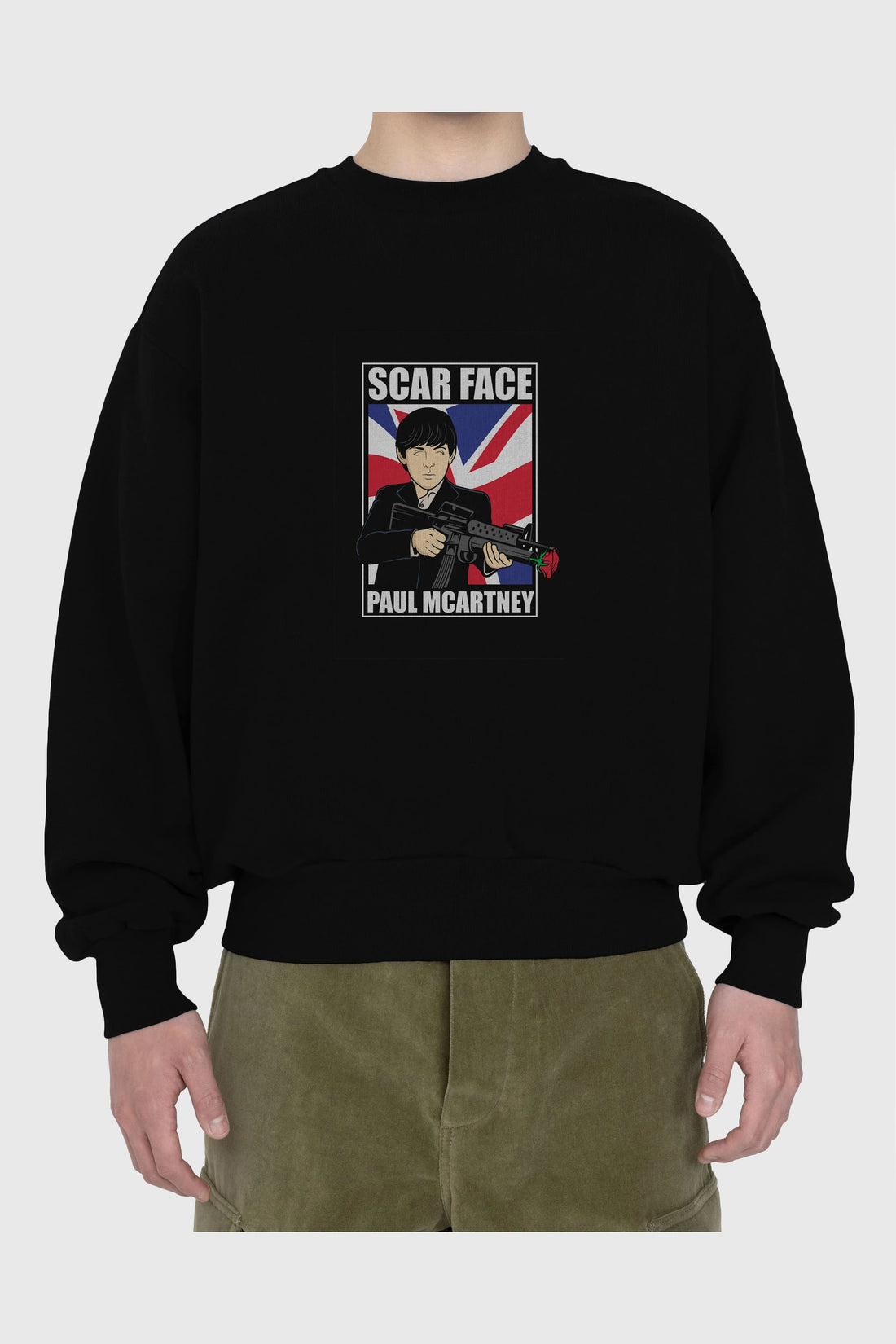 Paul Mccartney Scar Face Ön Baskılı Oversize Sweatshirt Erkek Kadın Unisex