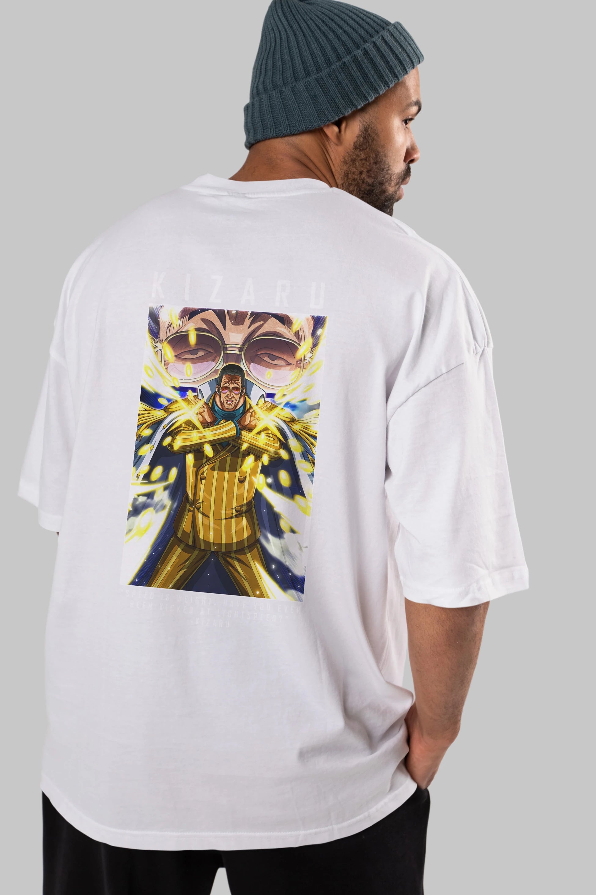 Kizaru Anime Arka Baskılı Oversize t-shirt Erkek Kadın Unisex %100 pamuk tişort