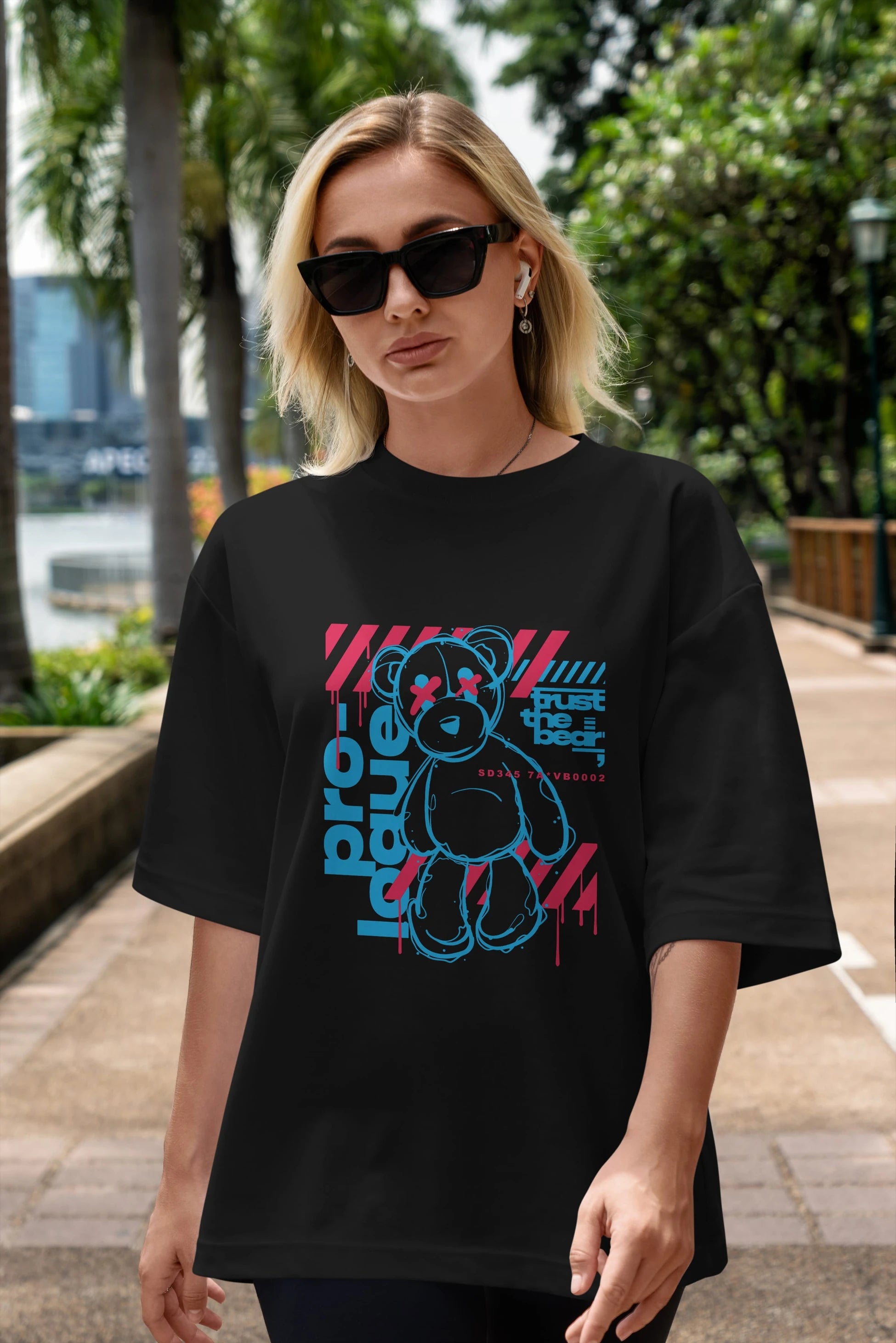 Trust The Bear Ön Baskılı Oversize t-shirt Erkek Kadın Unisex
