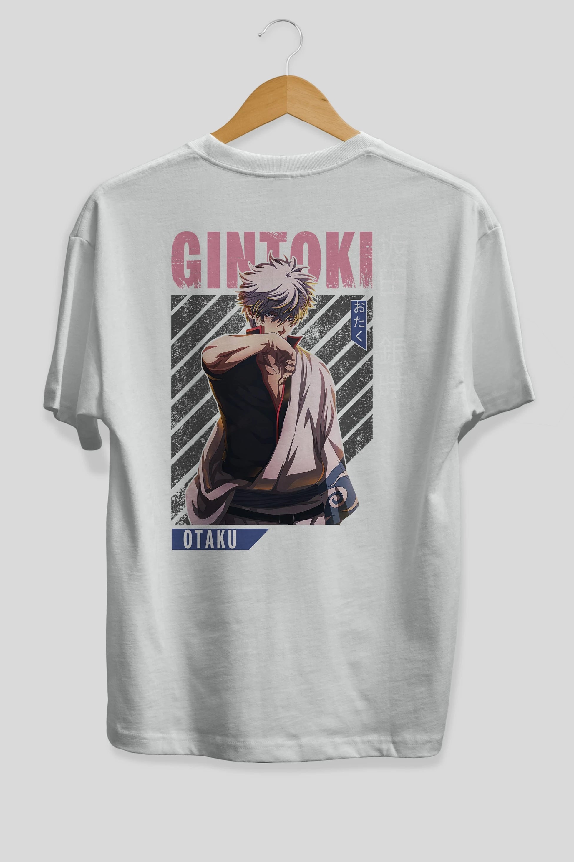 Gintoki Sakata Anime Arka Baskılı Oversize t-shirt Erkek Kadın Unisex