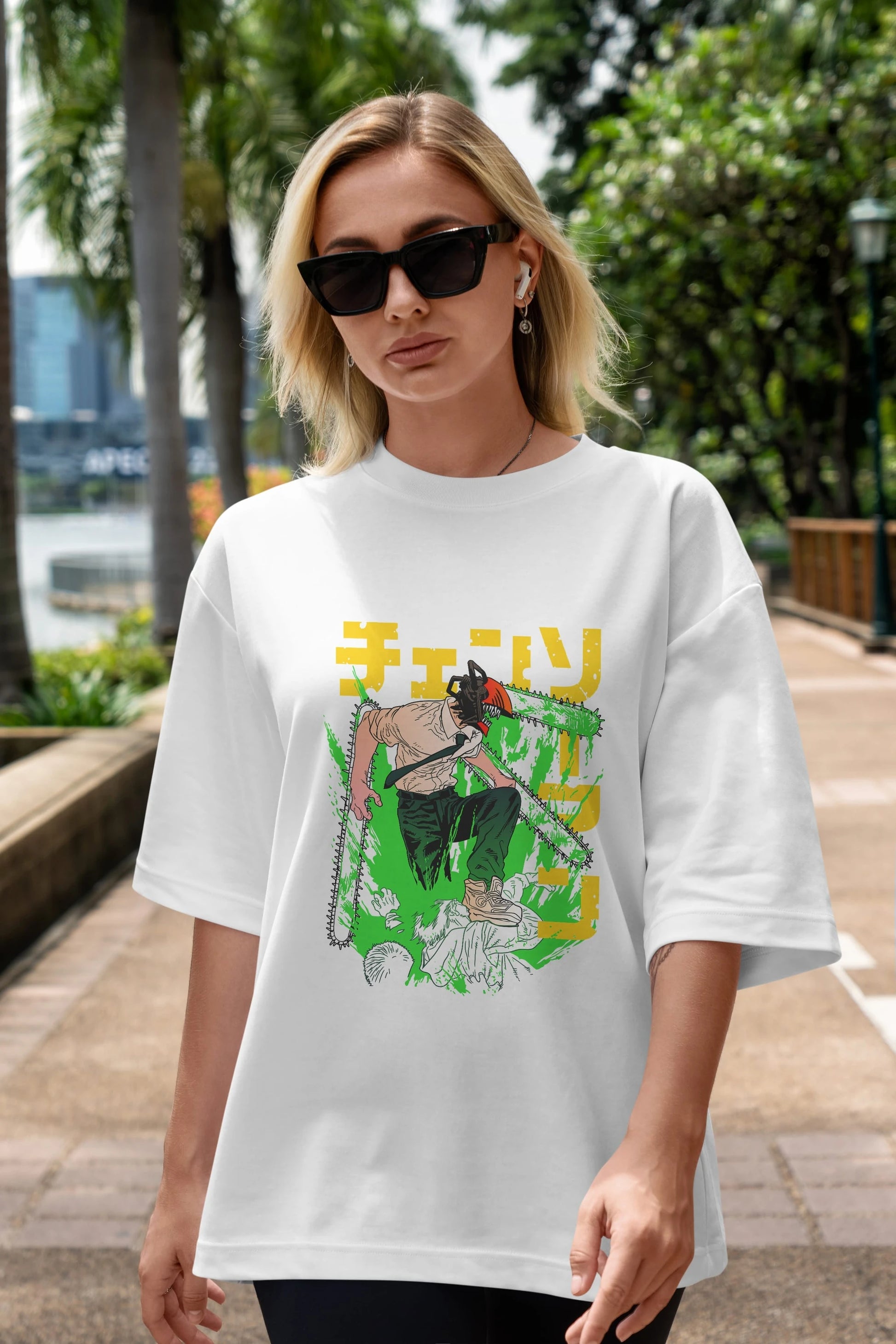 CHAINSAWMAN DENJI Anime Ön Baskılı Oversize t-shirt %100 pamuk Erkek Kadın Unisex