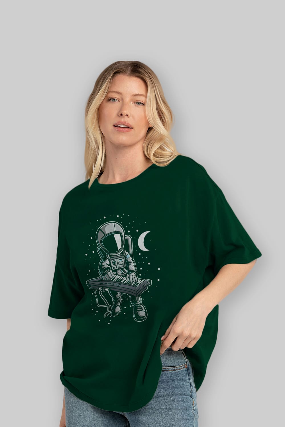 Astronaut Keyboard (2) Ön Baskılı Oversize t-shirt Erkek Kadın Unisex