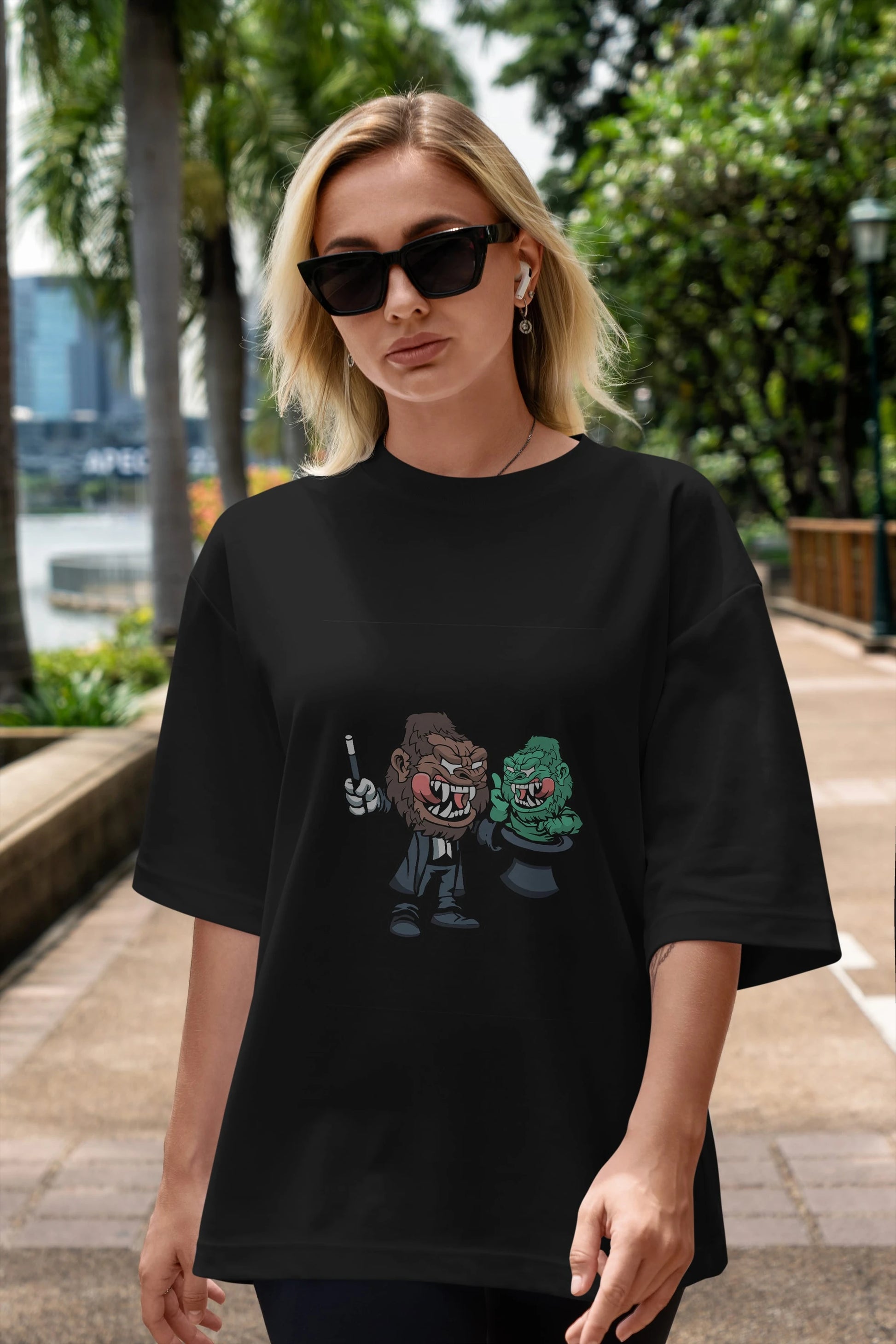 Gorilla Magician Ön Baskılı Oversize t-shirt Erkek Kadın Unisex %100 Pamuk tişort