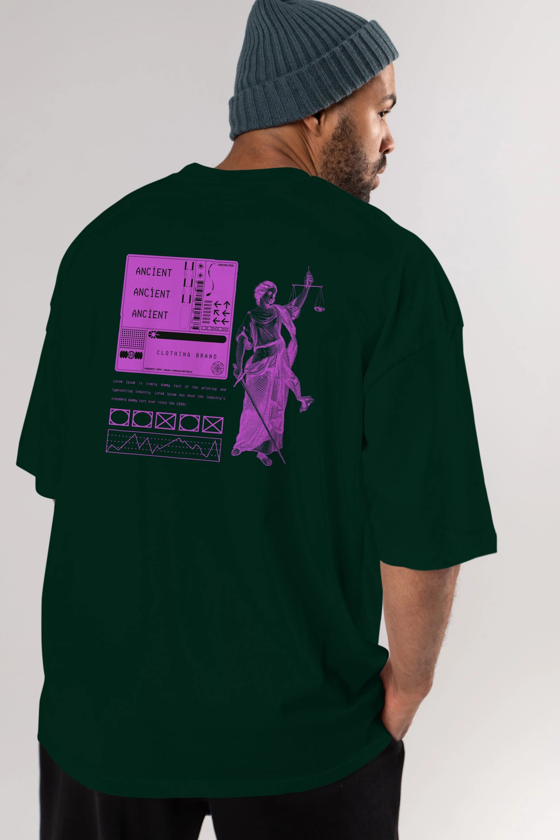 Ancient Streetwear Arka Baskılı Oversize t-shirt Erkek Kadın Unisex