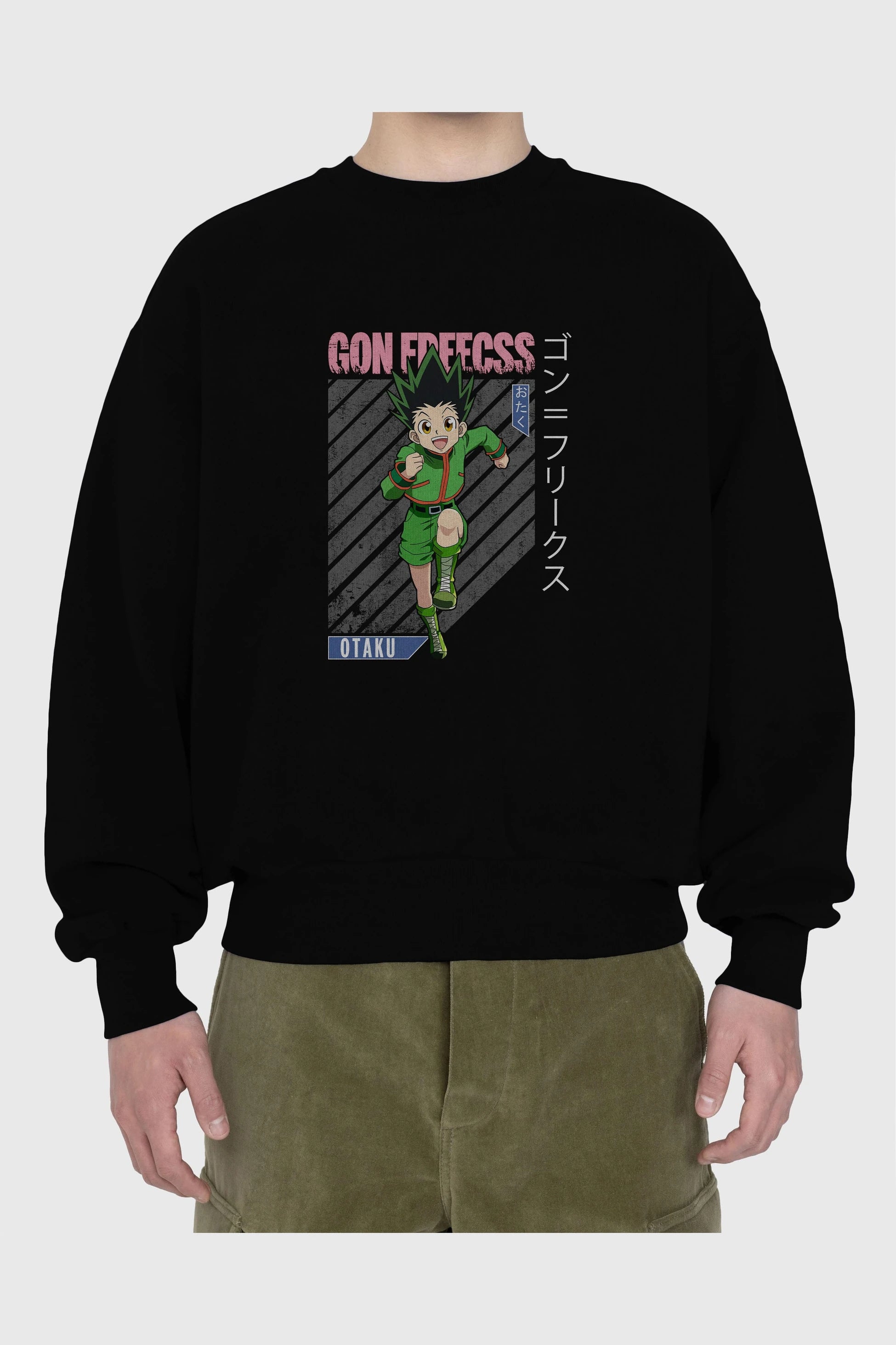 Gon Freecss HUNTER X HUNTER Anime Ön Baskılı Oversize Sweatshirt Erkek Kadın Unisex