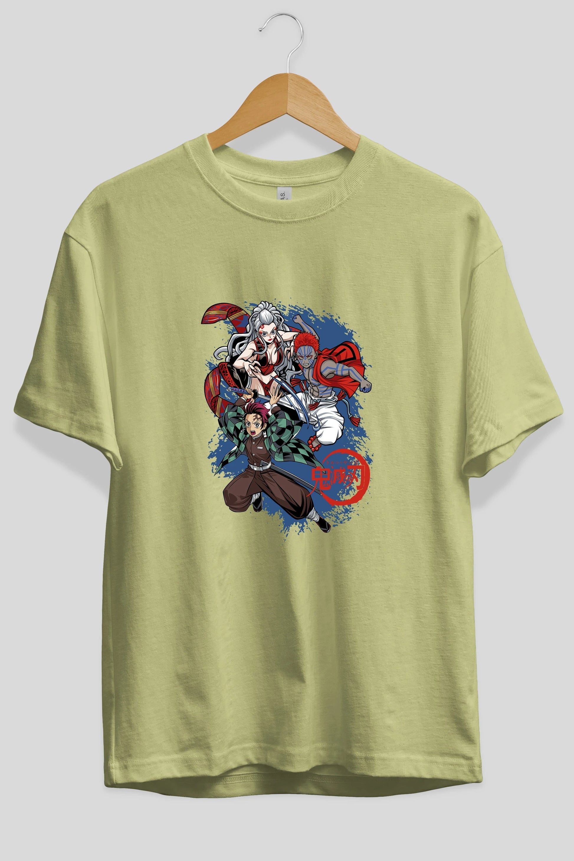 TANJIRO ,AKAZA,DAKI Anime Ön Baskılı Oversize t-shirt %100 pamuk Erkek Kadın Unisex